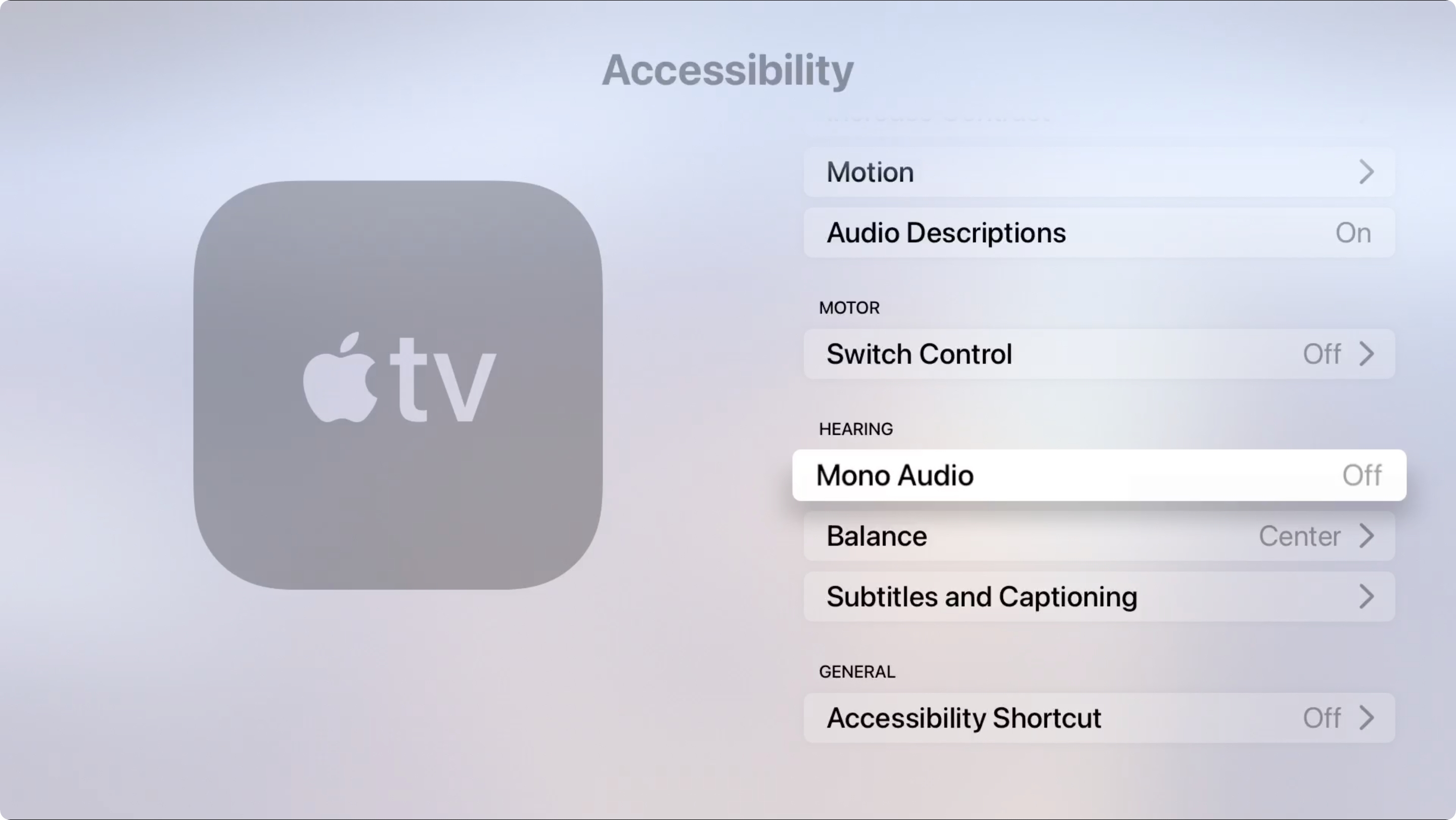 Apple TV Accessibility Hearing
