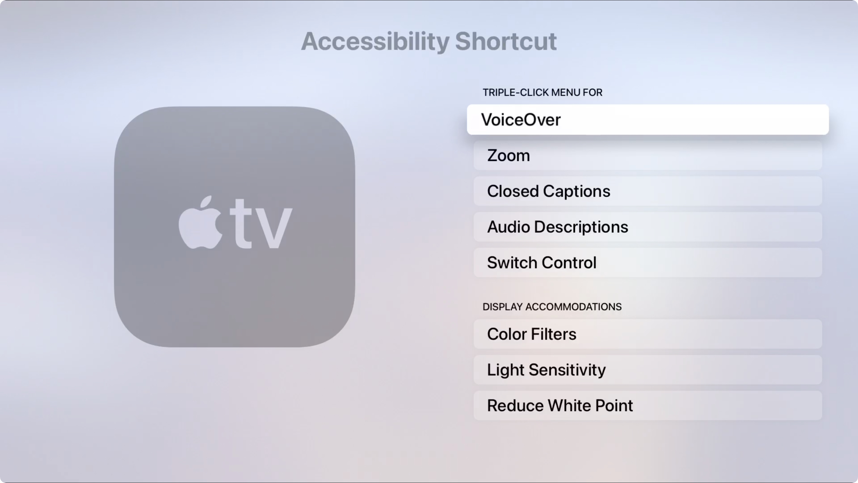 Apple TV Accessibility Shortcut
