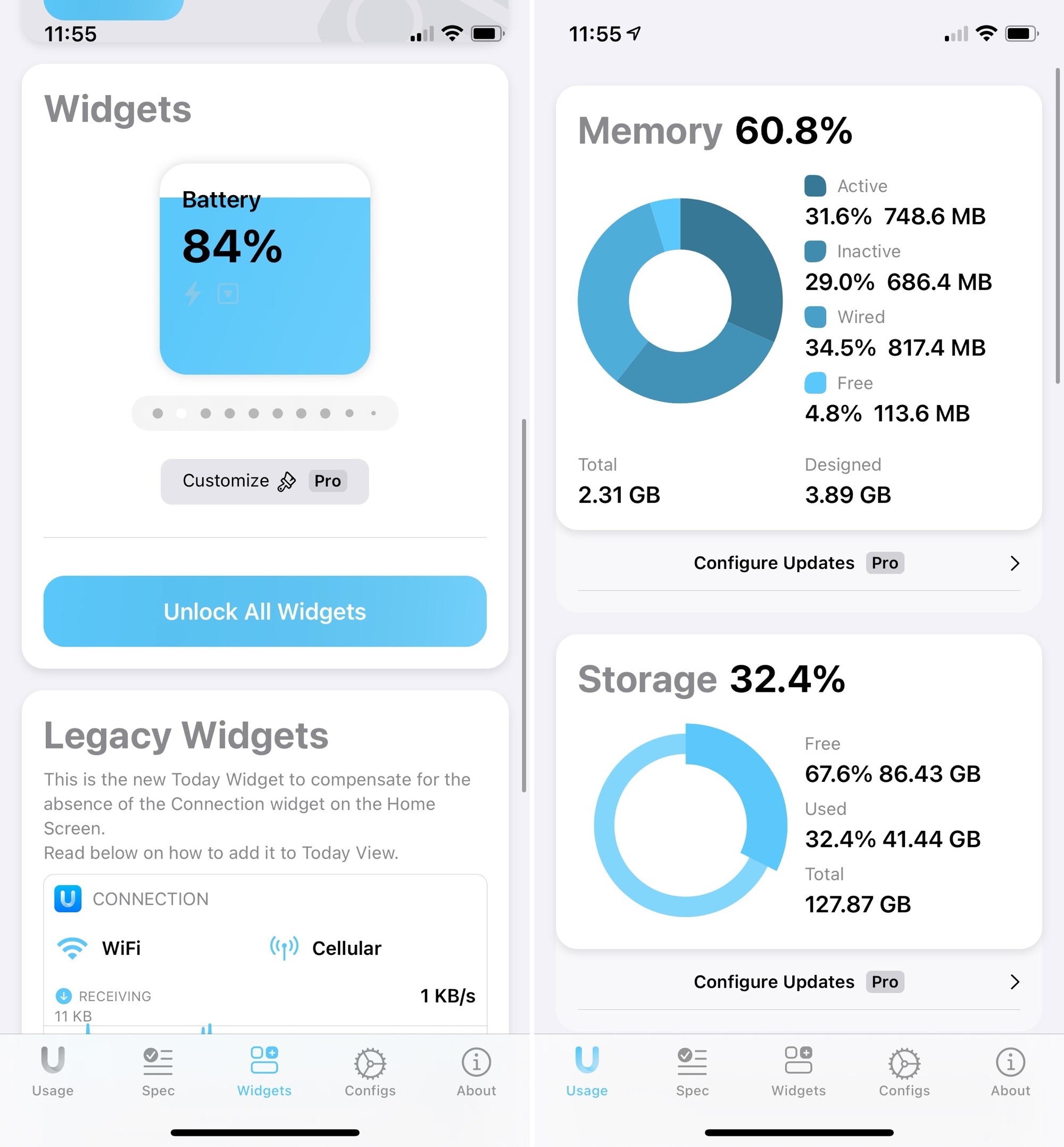 Usage Widgets for iPhone