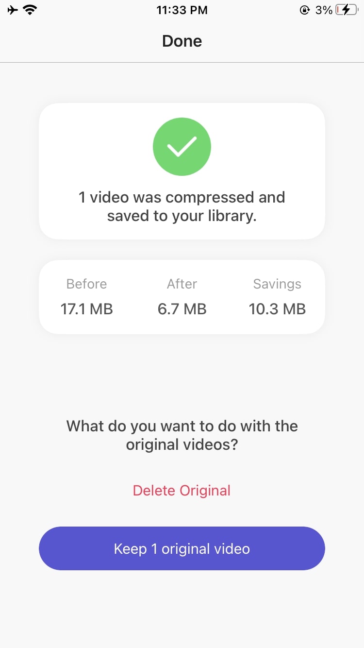 Compressed video iPhone