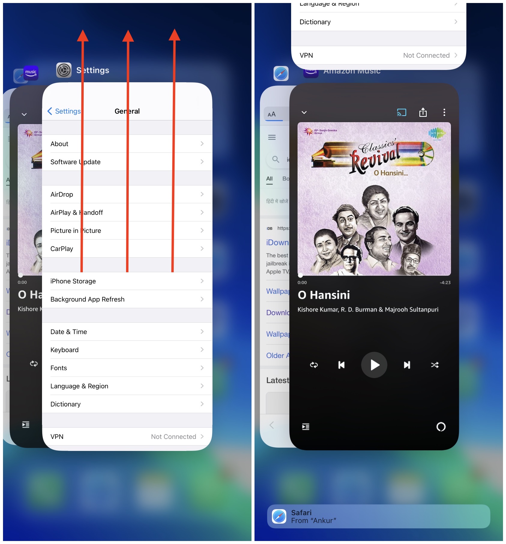 Force Quit Settings app to fix iPhone stuck on preparing update