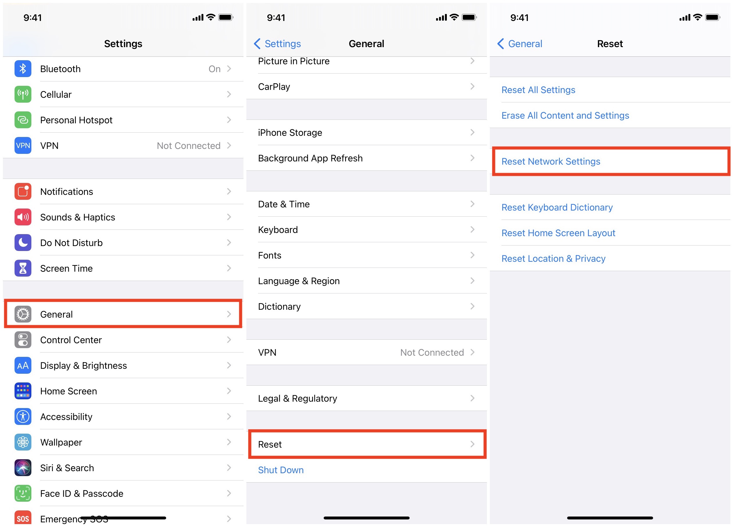 Reset Network Settings on iPhone