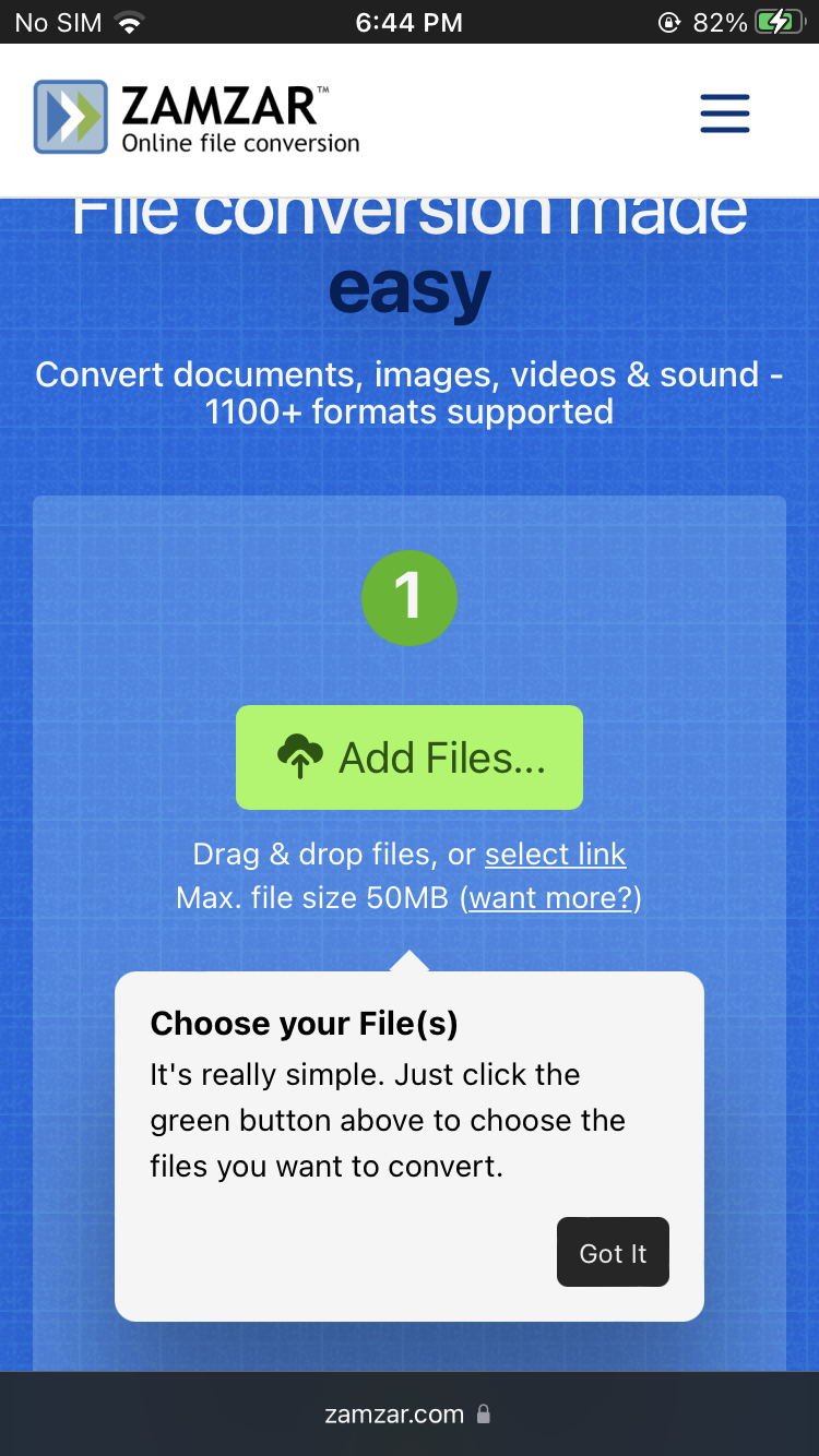 Zamzar file converter