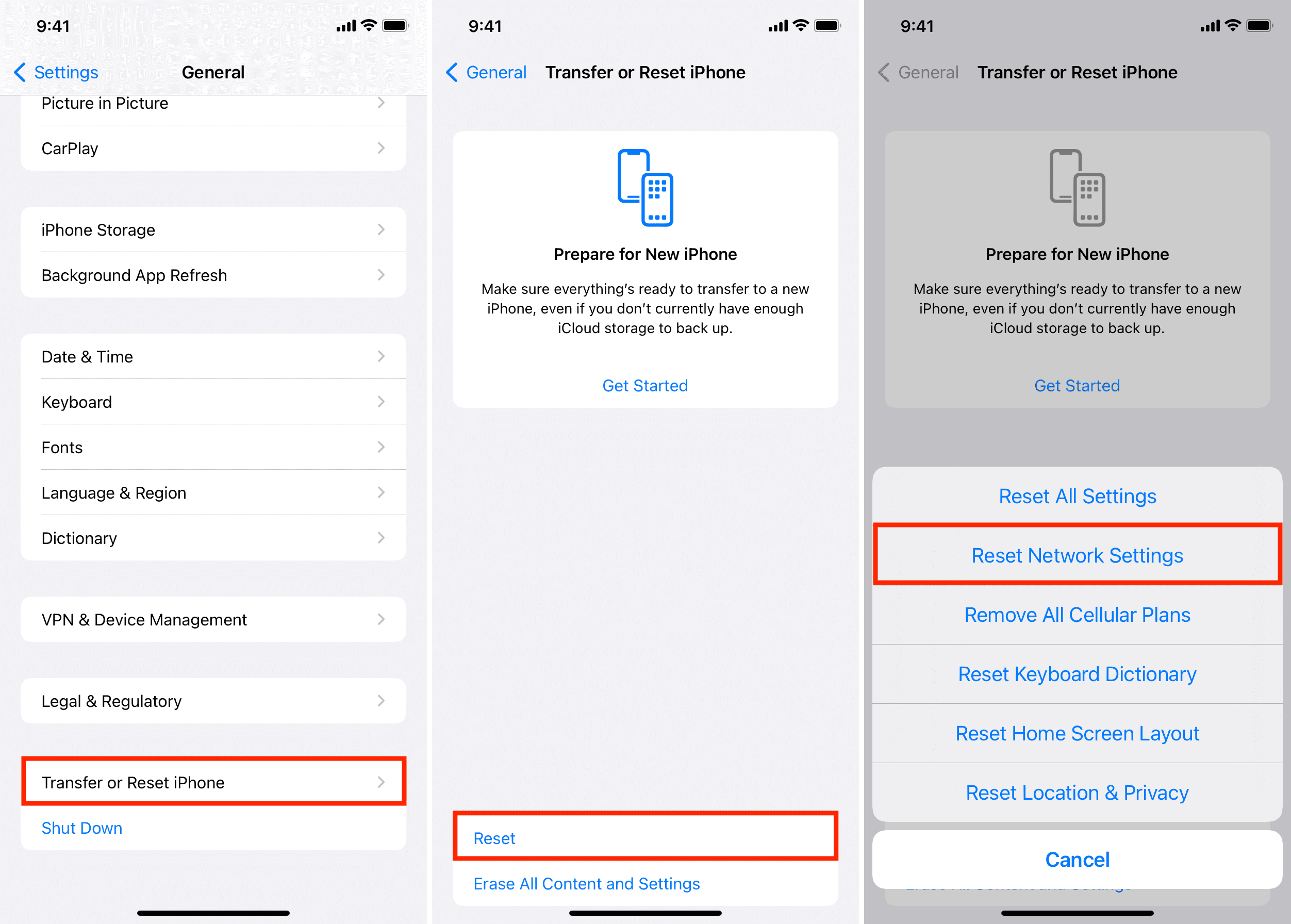 Reset Network Settings on iPhone