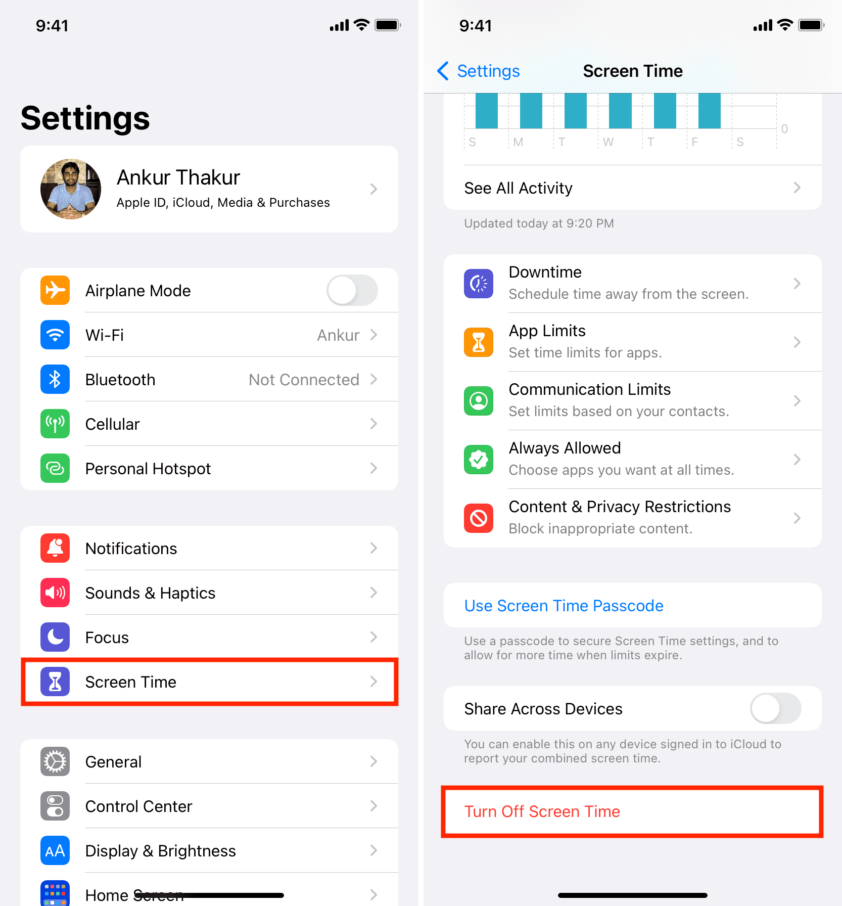 Turn Off Screen Time on iPhone