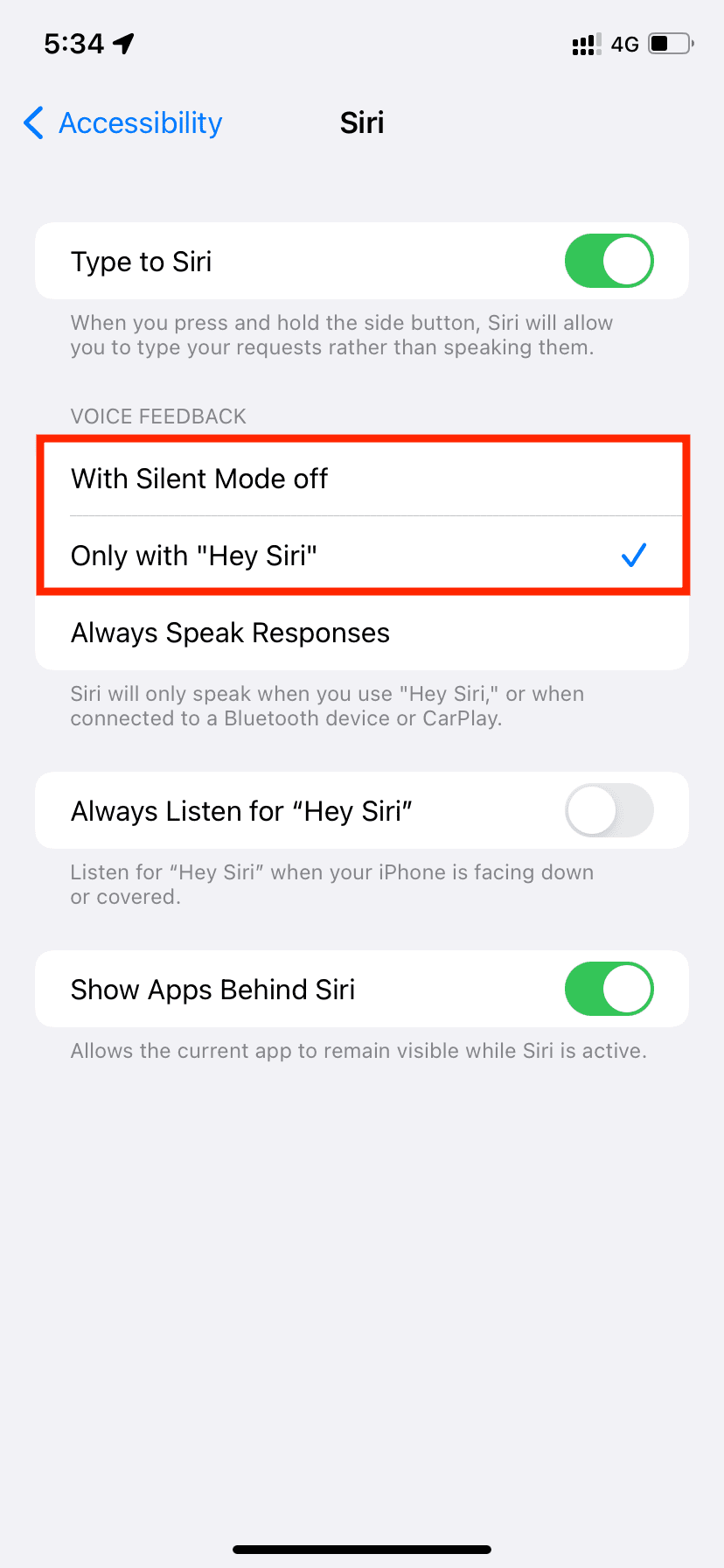 Turn off Siri Voice Response on iPhone