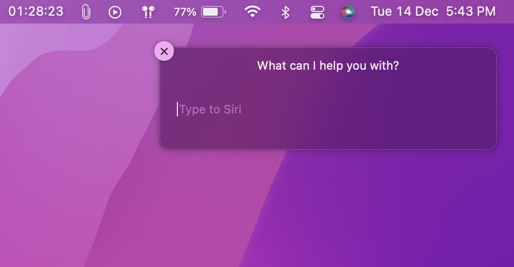 Using Type to Siri on Mac