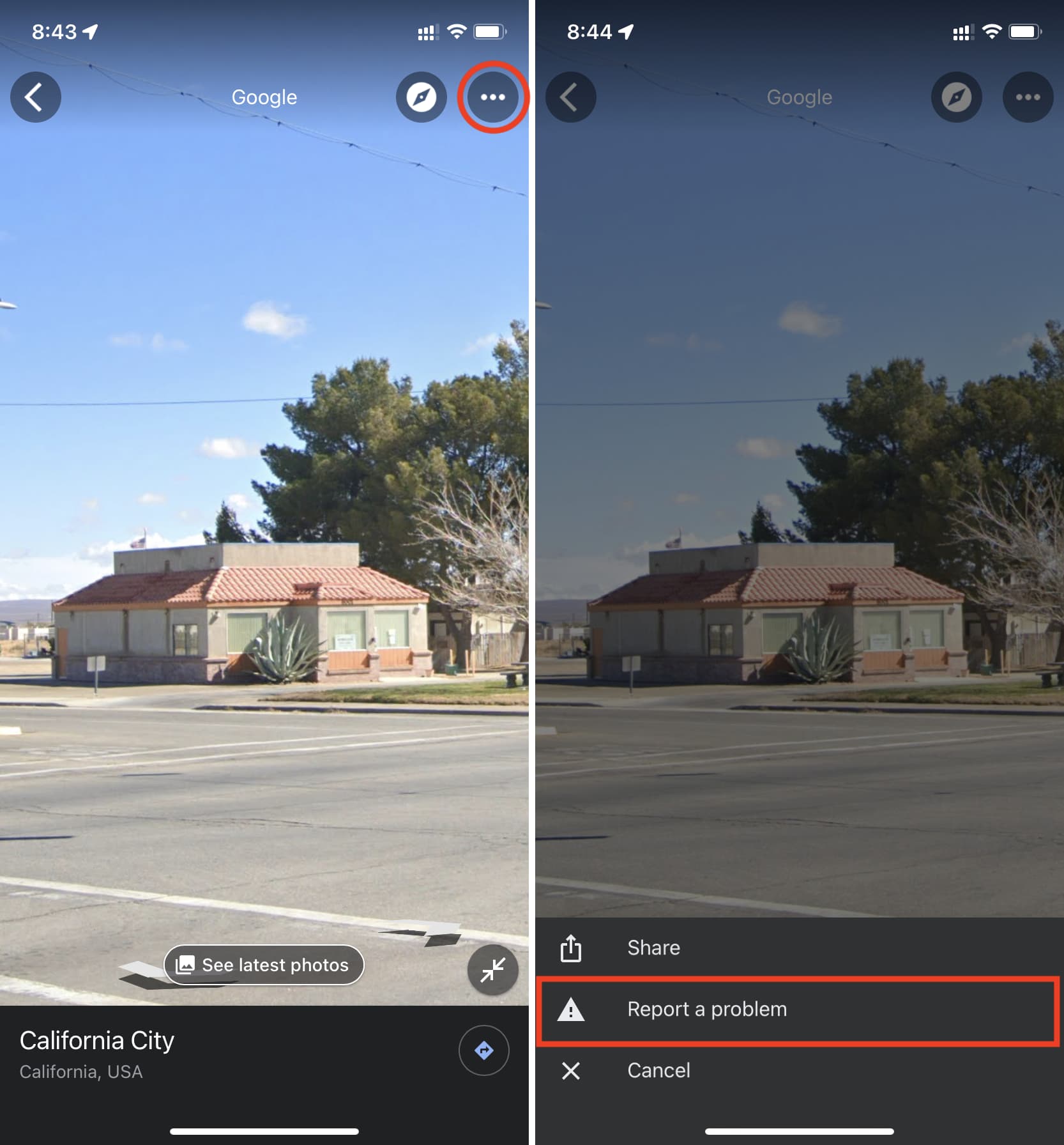 Report a problem in Google Maps