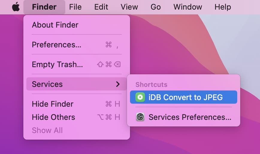 Run a shortcut from Services Menu on Mac