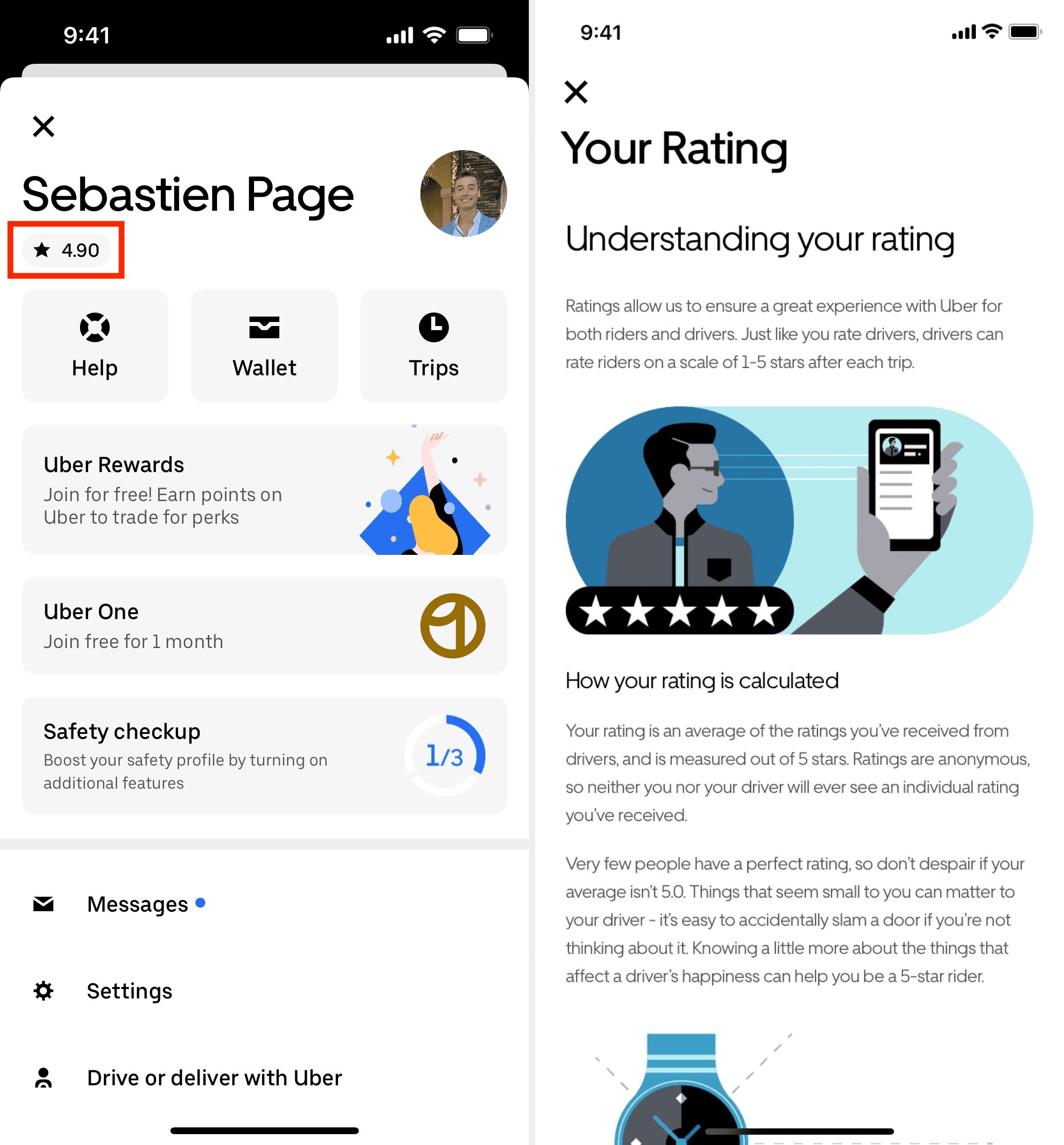 See your Uber average rider rating