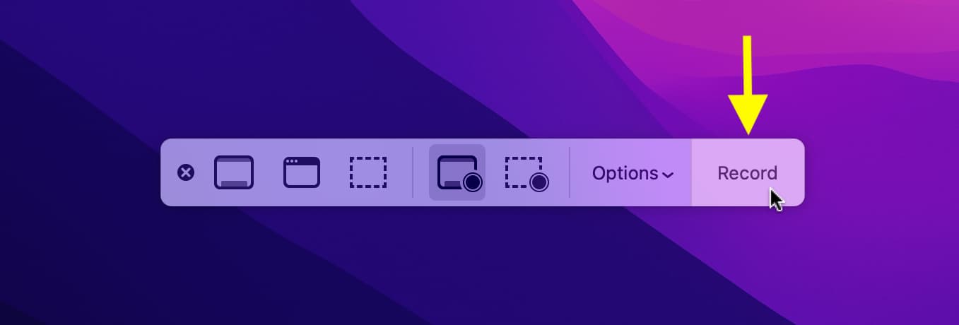 Start screen recording on Mac