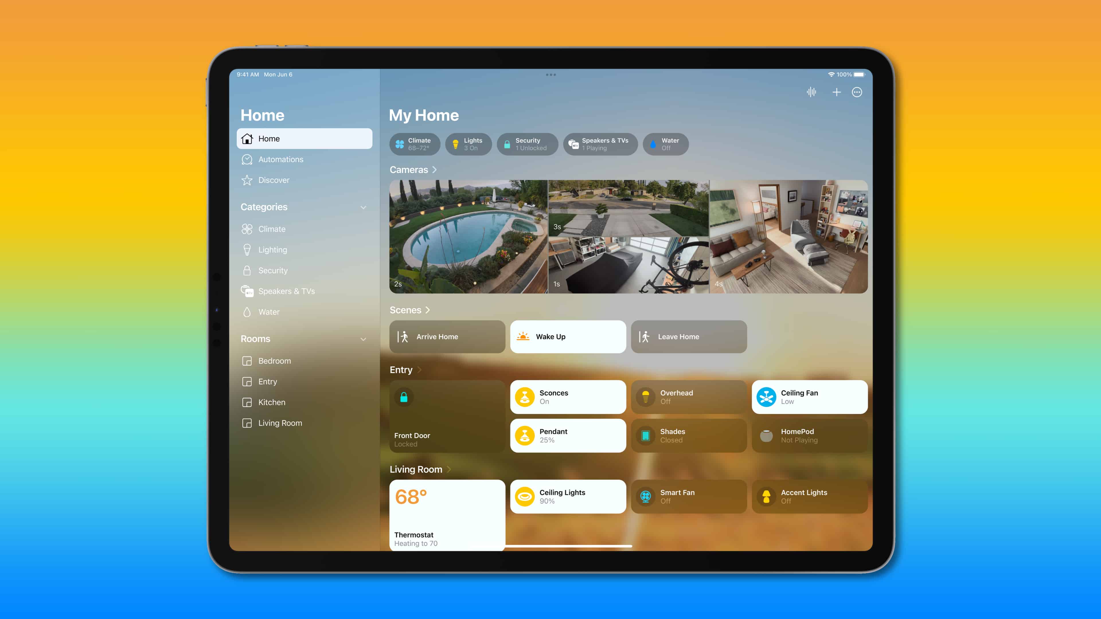 Apple's redesigned Home app in iPadOS 16 is showcased on an iPad Pro in this featured image from iDownloadBlog