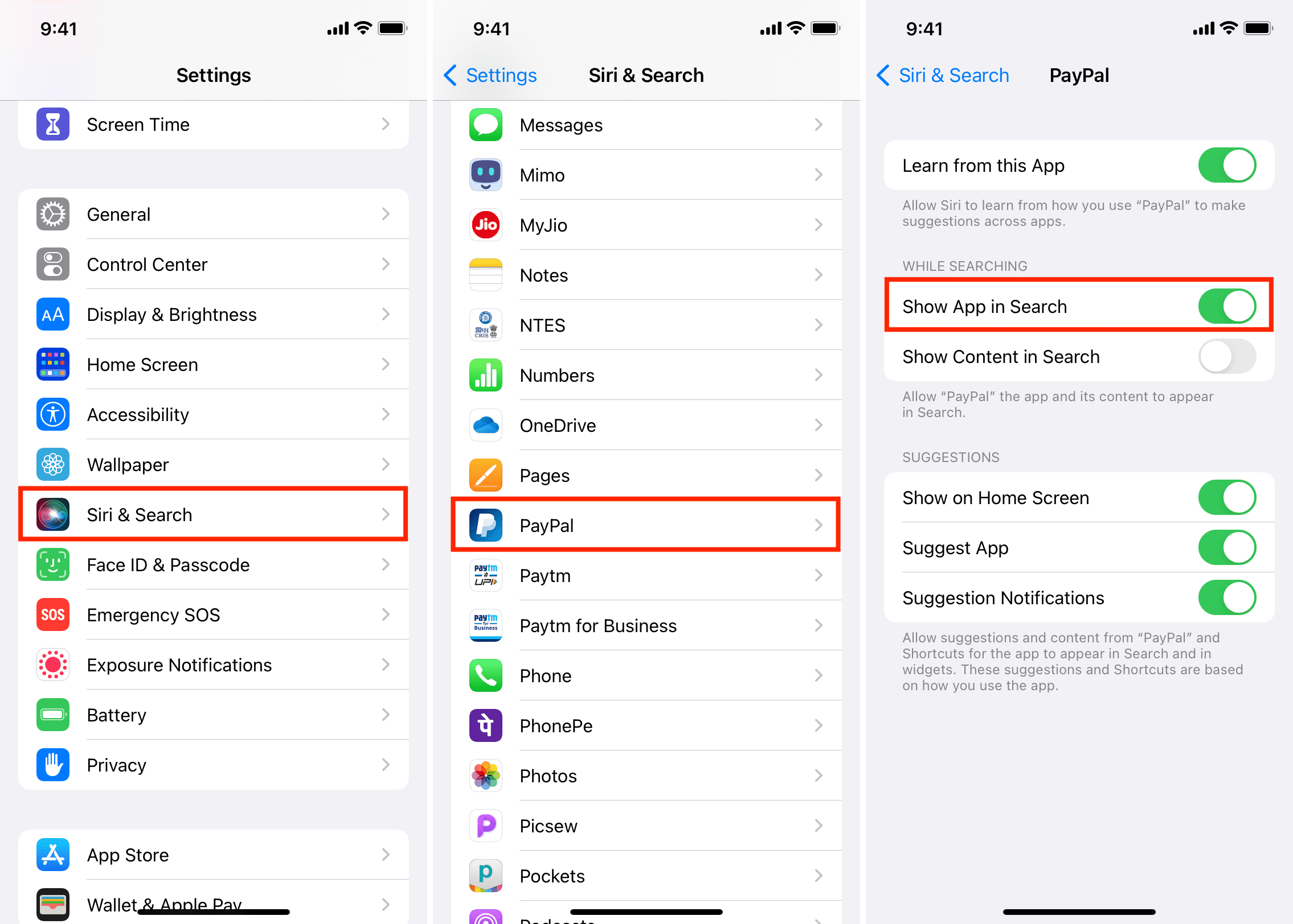 Enable Show App in Search on iPhone