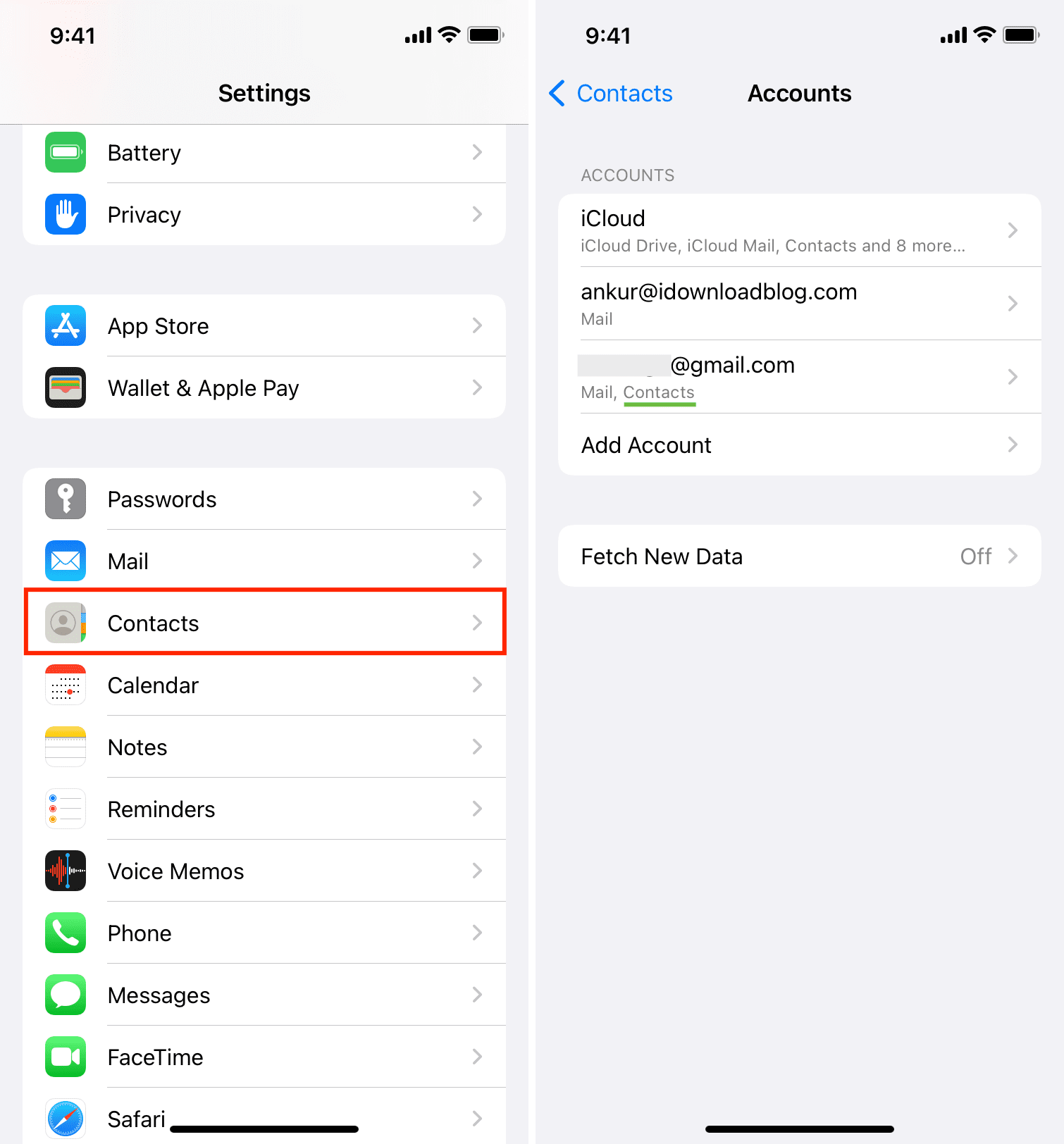Google Contacts on iPhone