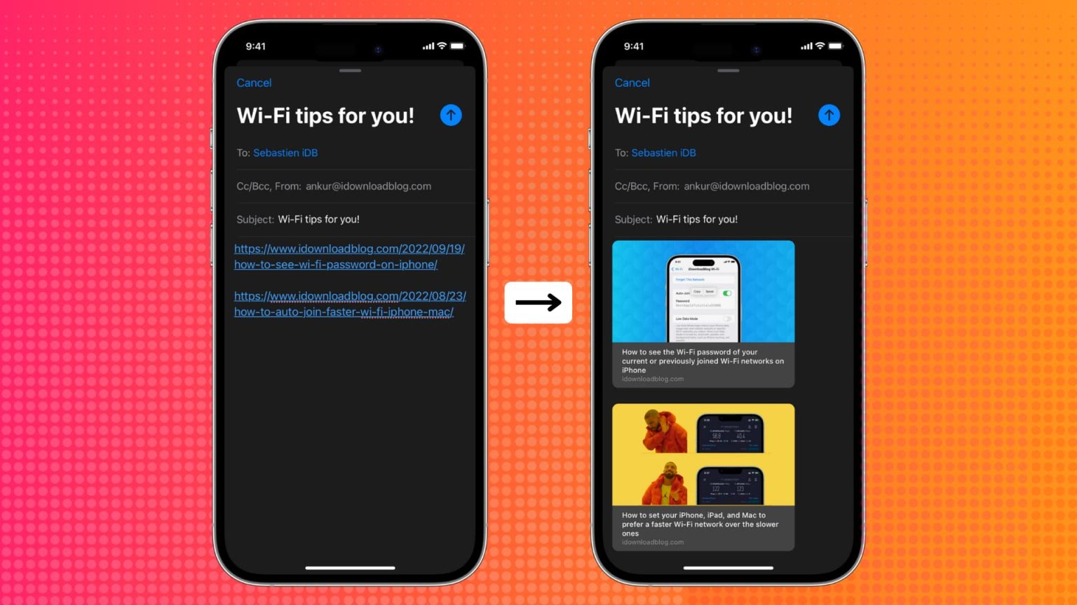 How to show link previews by inserting rich links in the Mail app on