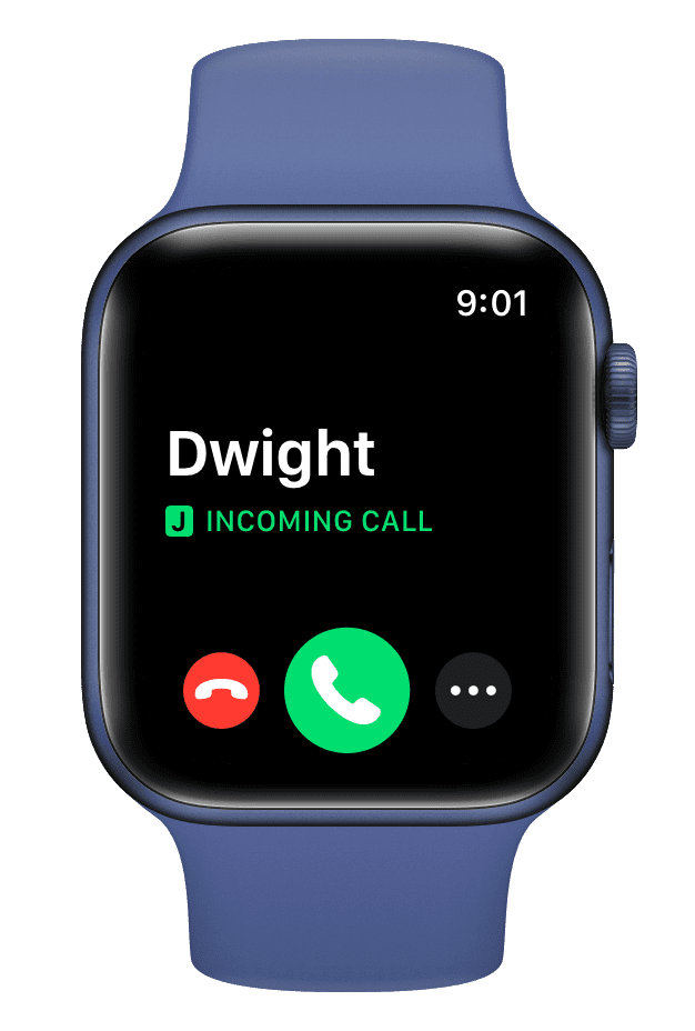 Incoming call screen on Apple Watch