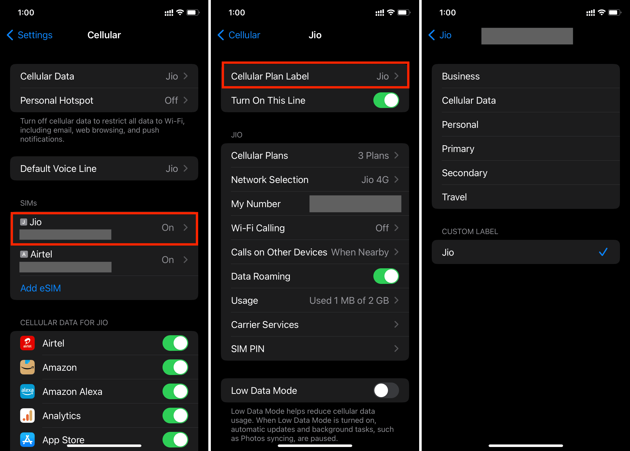 Rename SIM card or SIM line label on iPhone