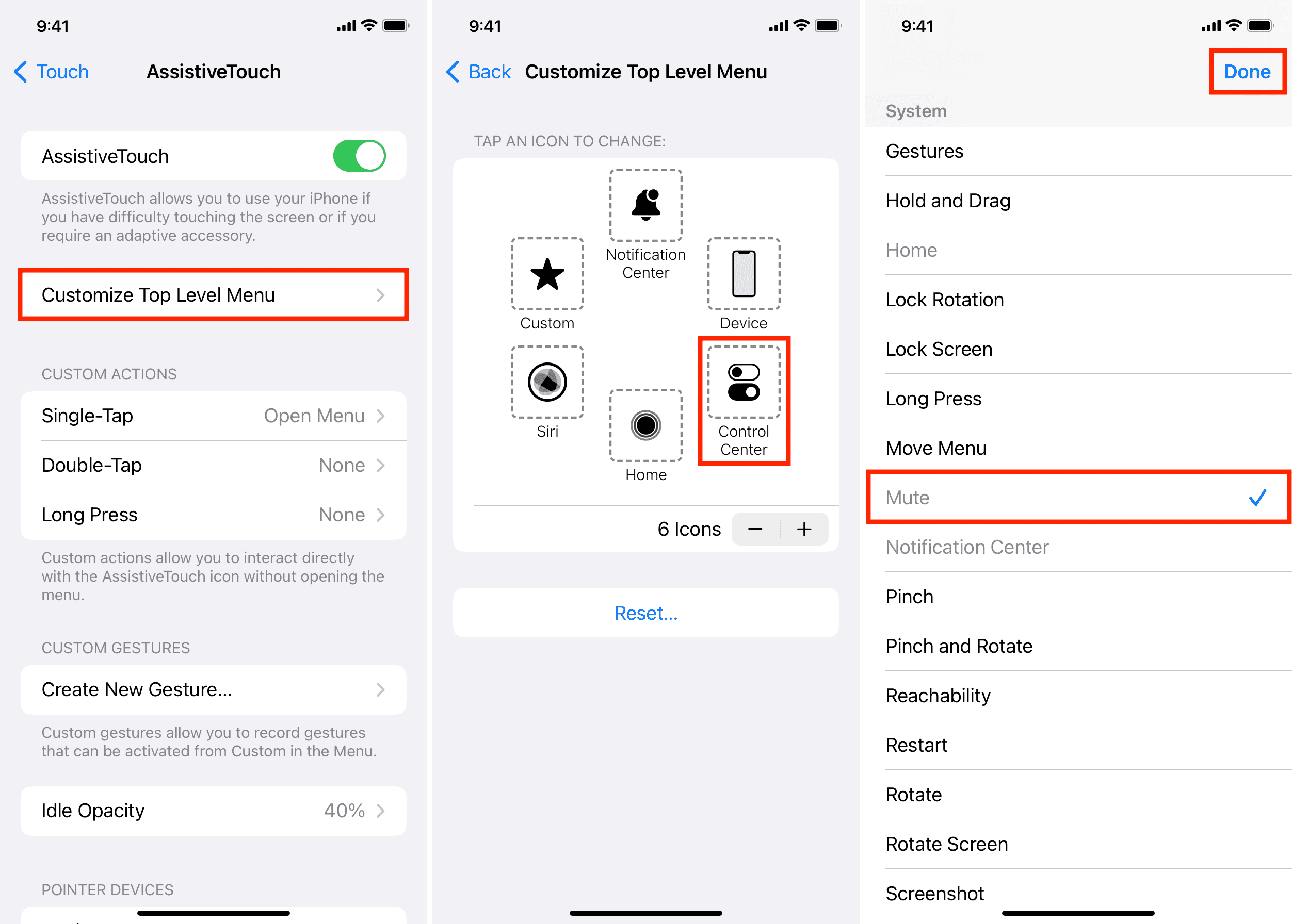 Add mute button to the first page of AssistiveTouch menu to enable mute in just two taps