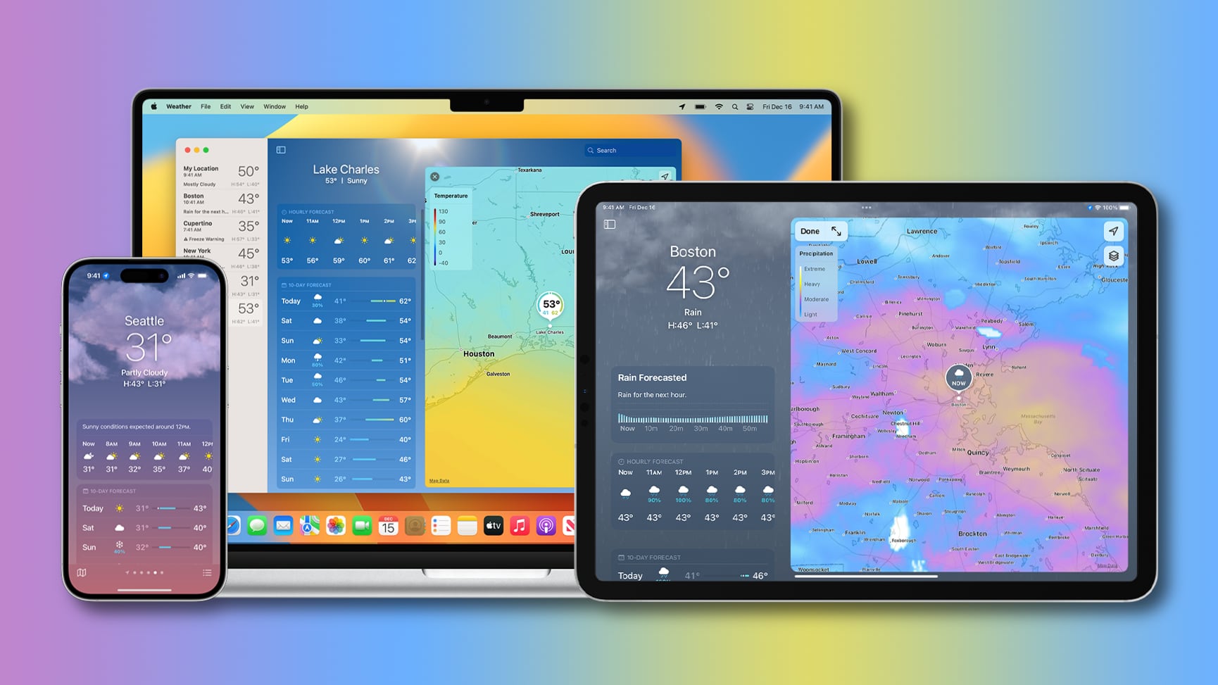 Apple's Weather app on iPhone, iPad and Mac