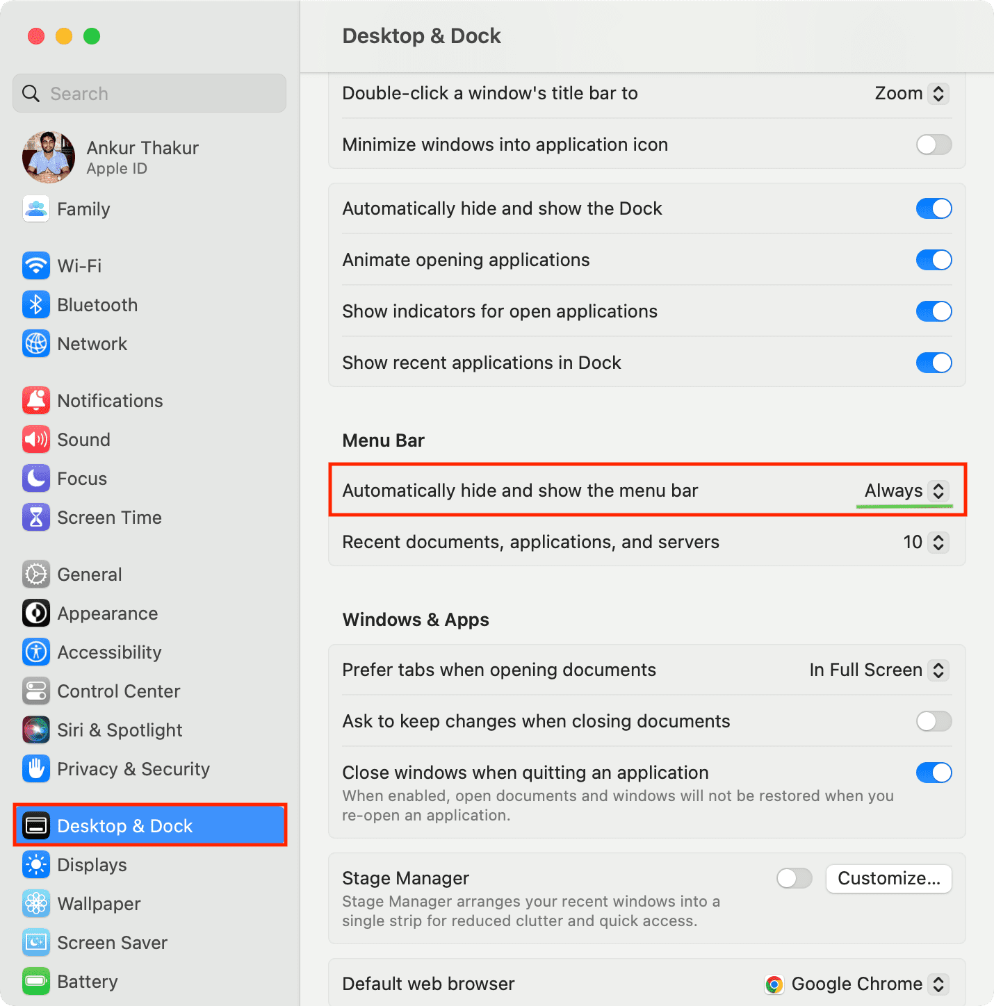 How to automatically hide (and show) the menu bar on Mac Mid Atlantic