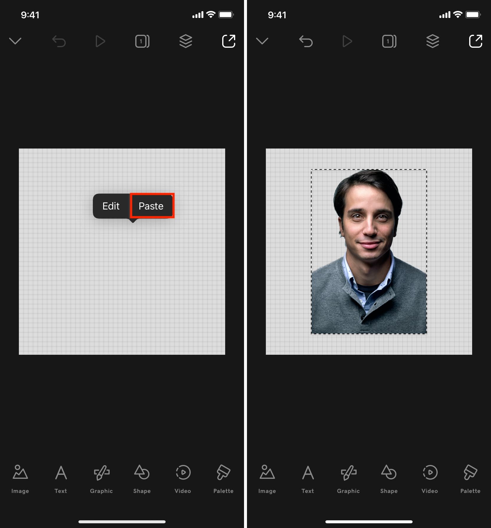 Paste your face without background in Studio app on iPhone