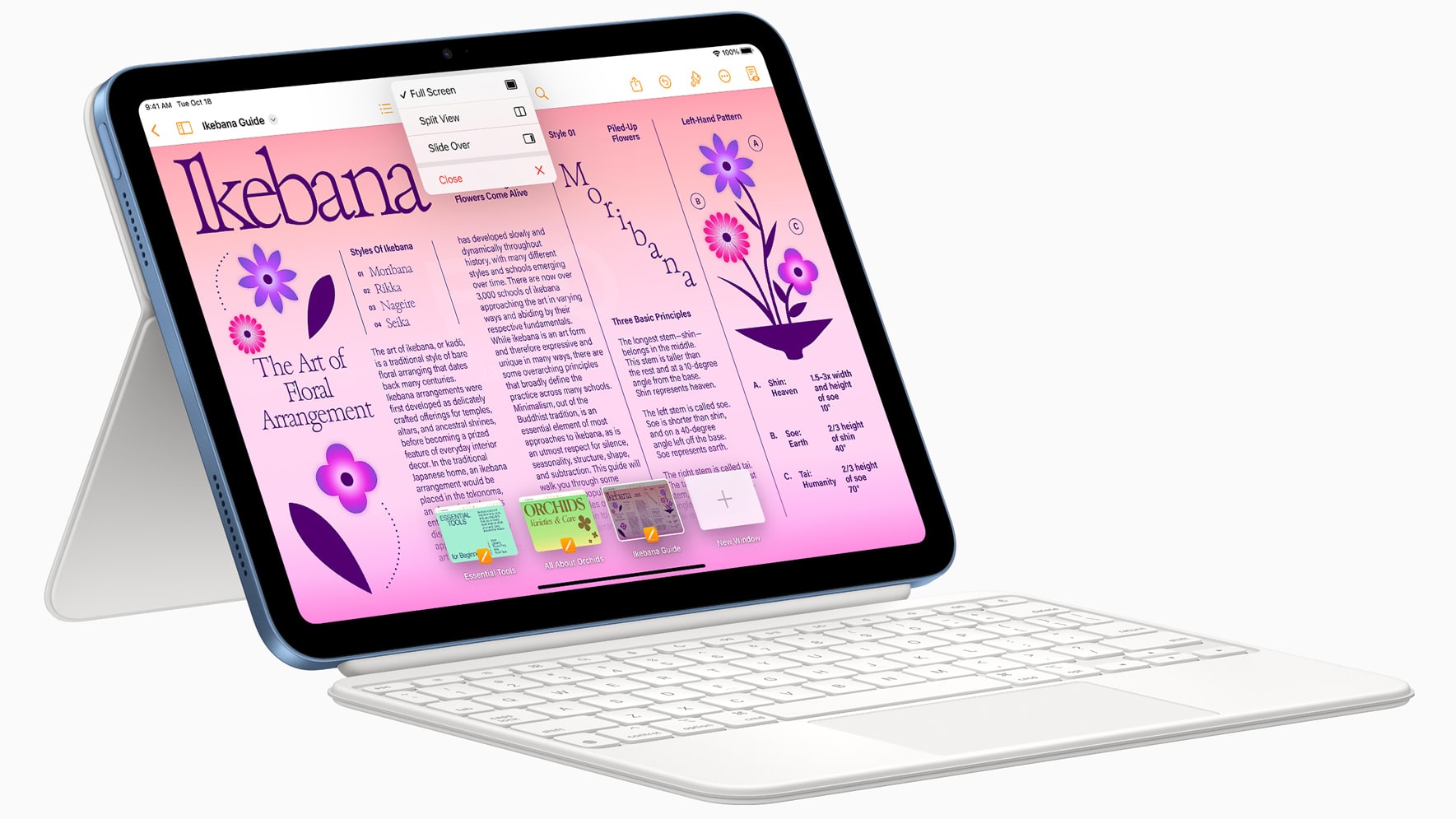 Apple's tenth-generation iPad with a Magic Keyboard Folio