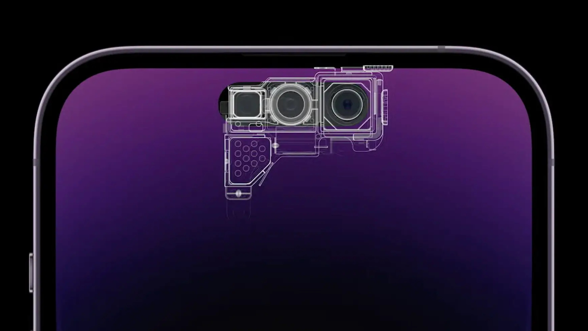 The layout of Face ID parts in the iPhone 14 Pro's Dynamic Island