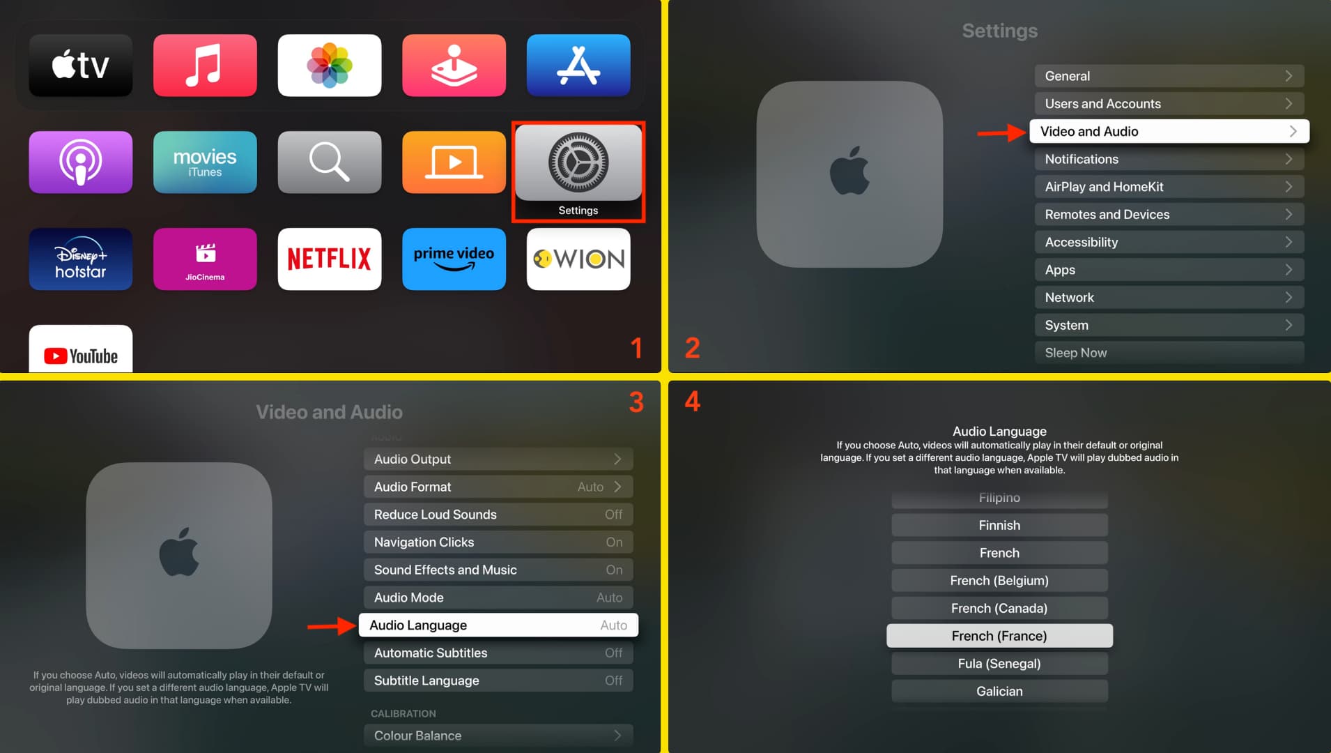 Change Audio Language settings on Apple TV