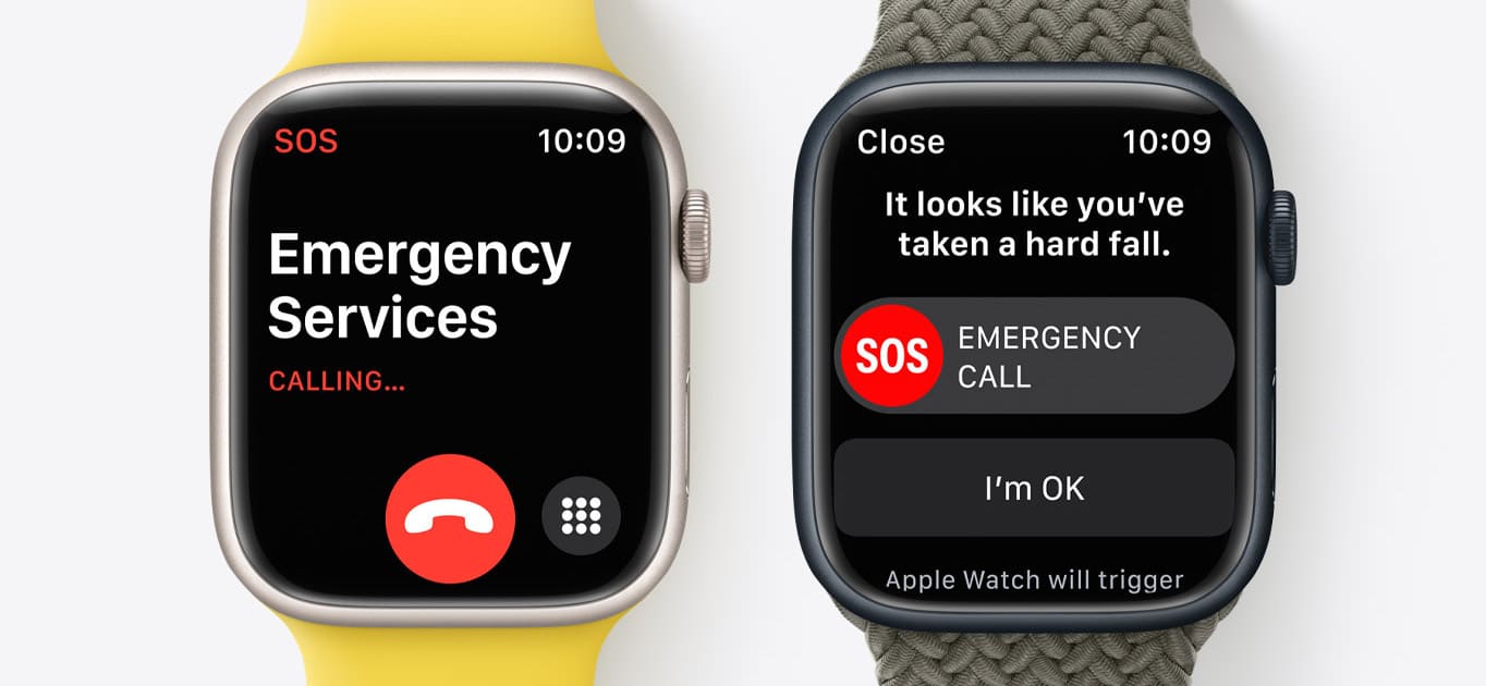 Emergency and hard fall alert on Apple Watch