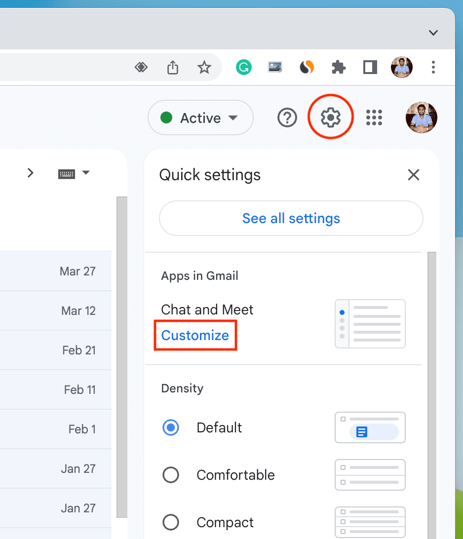 Customize Gmail Chat and Meet settings