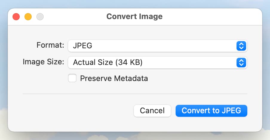 Save TIFF as JPEG image on Mac