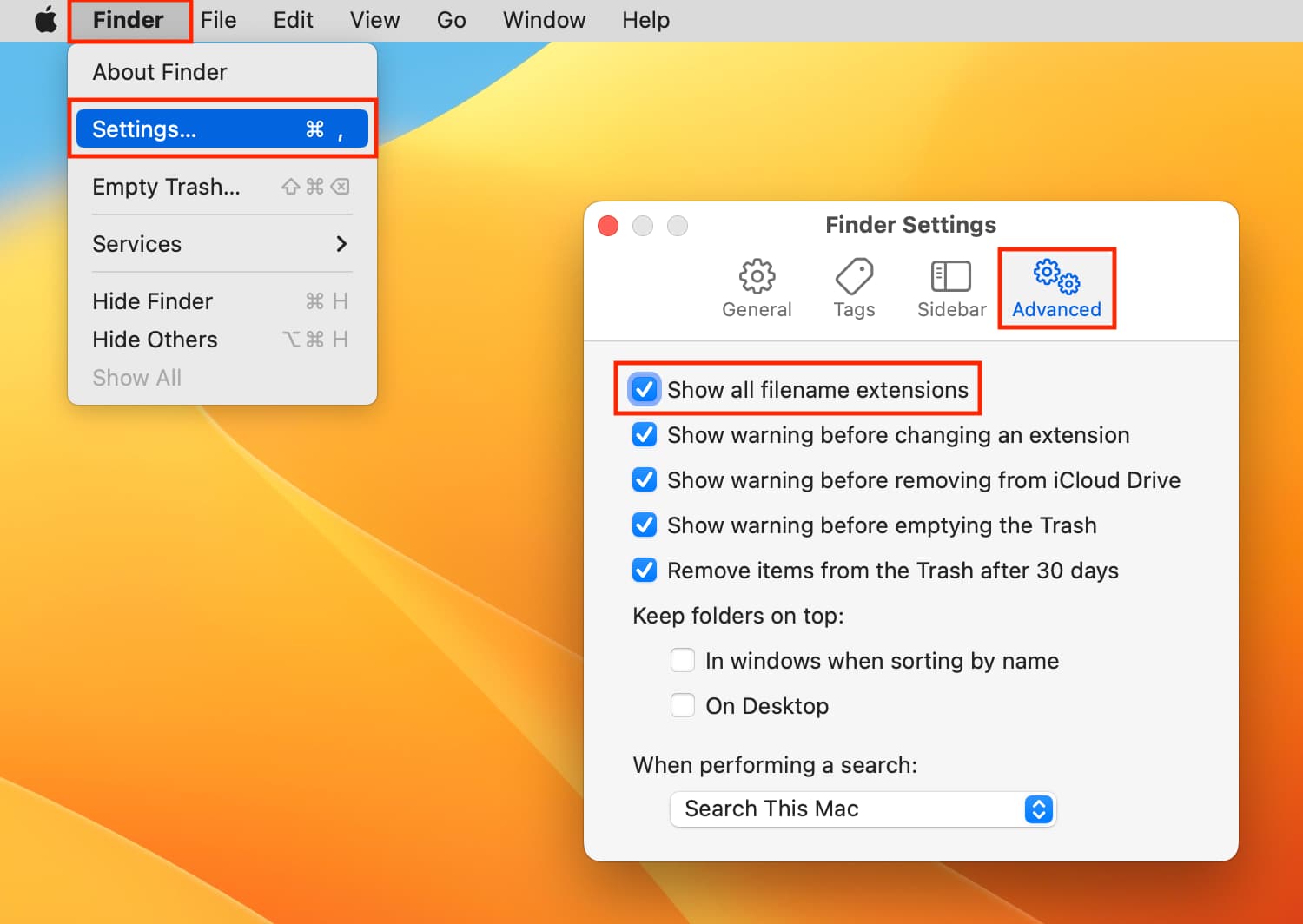 How to show or hide filename extensions on Mac Mid Atlantic