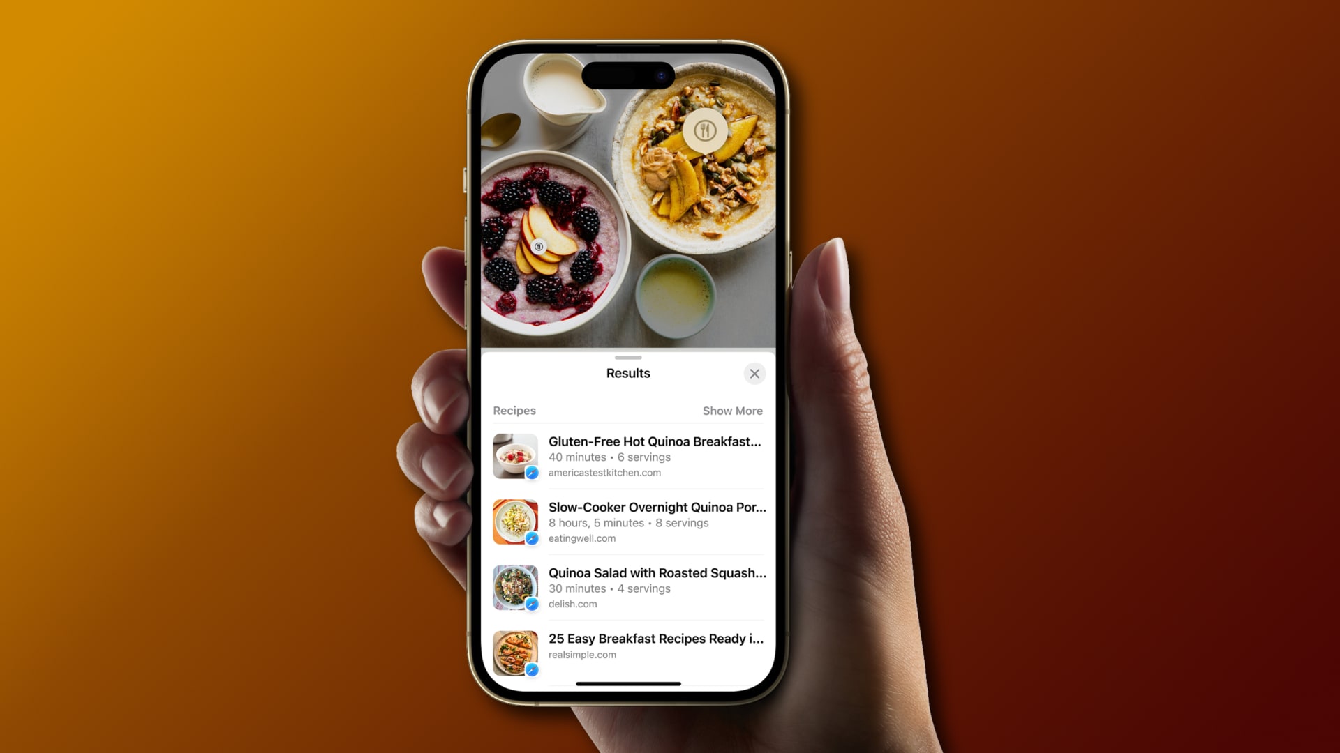 Finding a food recipe with iOS 17's Visual Lookup