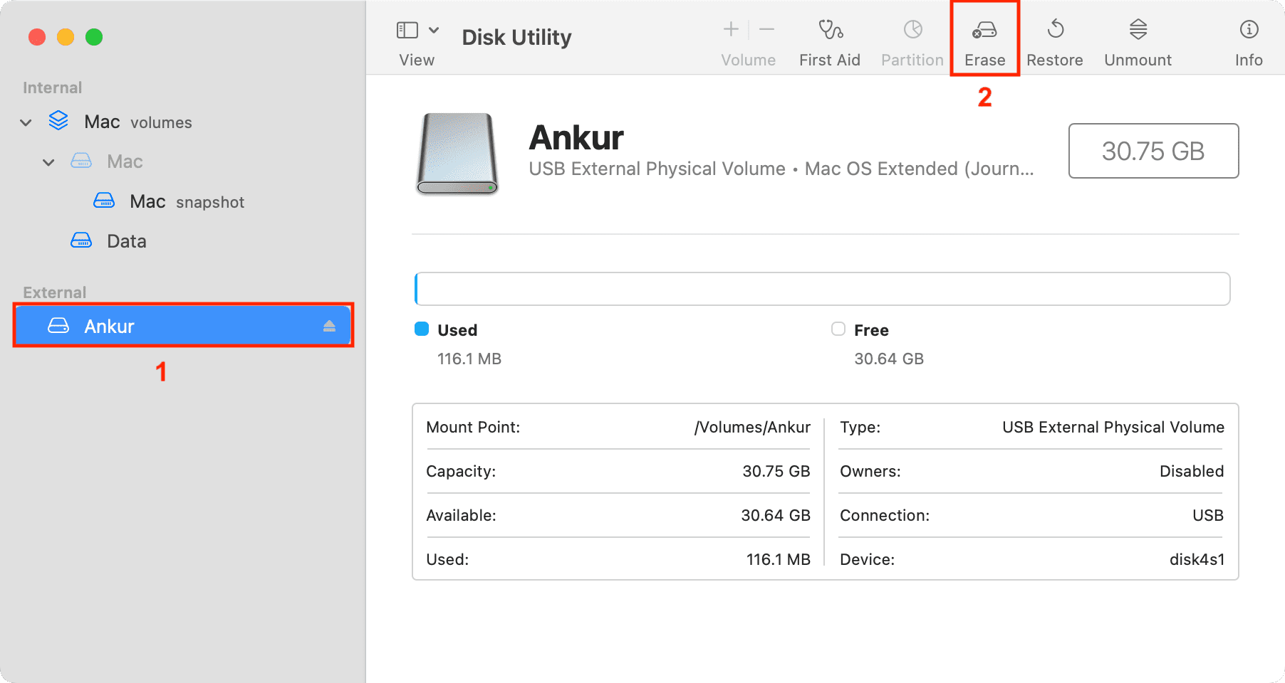 Select thumb drive in Disk Utility and hit Erase