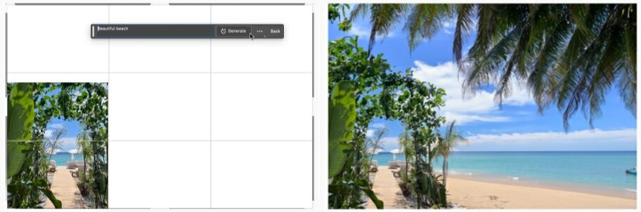 Example of Photoshop's Generative Expand feature on a beach image