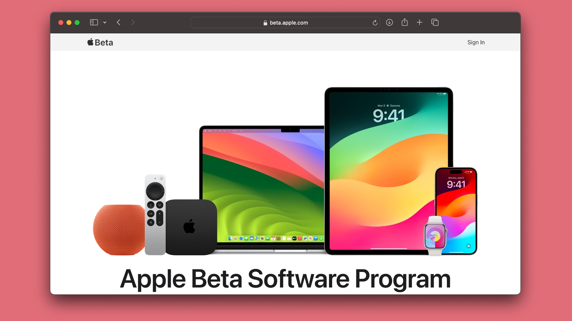 The Apple Beta Software Program website