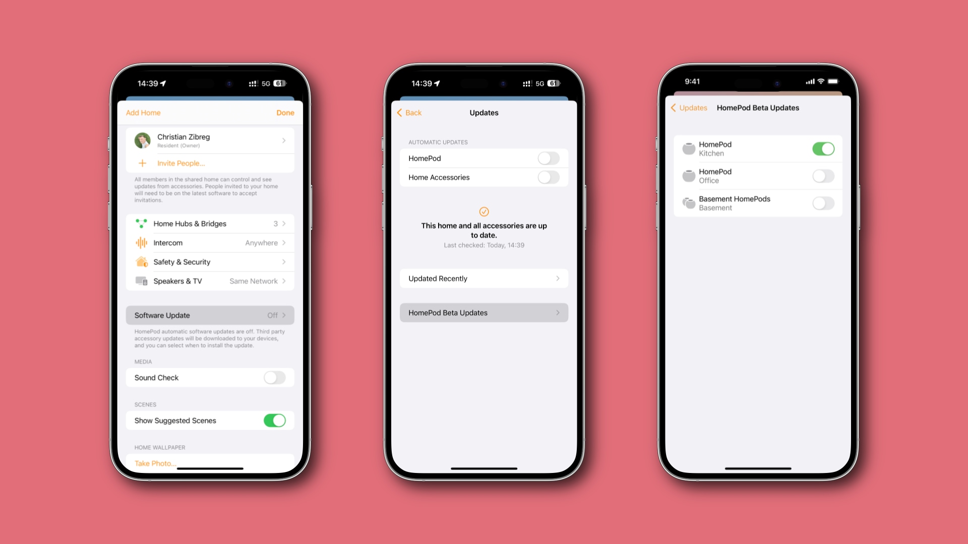 Enrolling HomePods to receive beta sotware in the iPhone's Home app