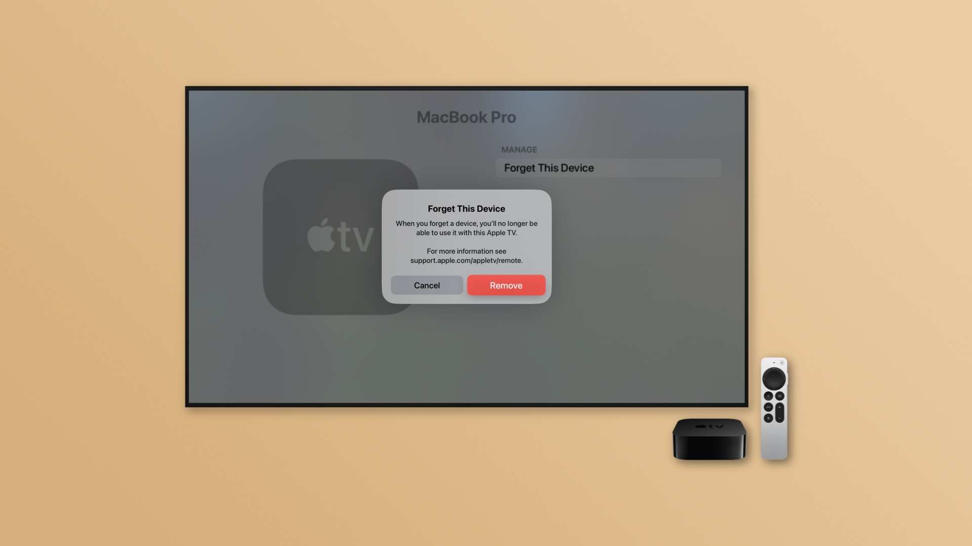 Confirmation prompt in tvOS Settings when forgetting a device