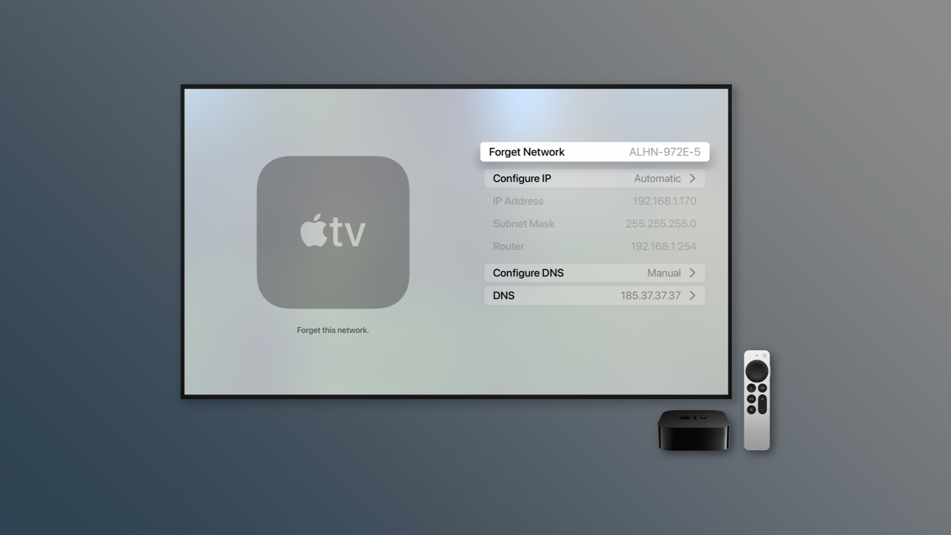 Confirmation prompt when forgetting a Wi-Fi network on Apple TV