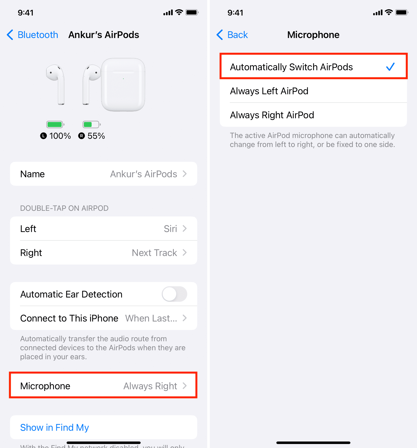 Automatically Switch AirPods in Microphone settings