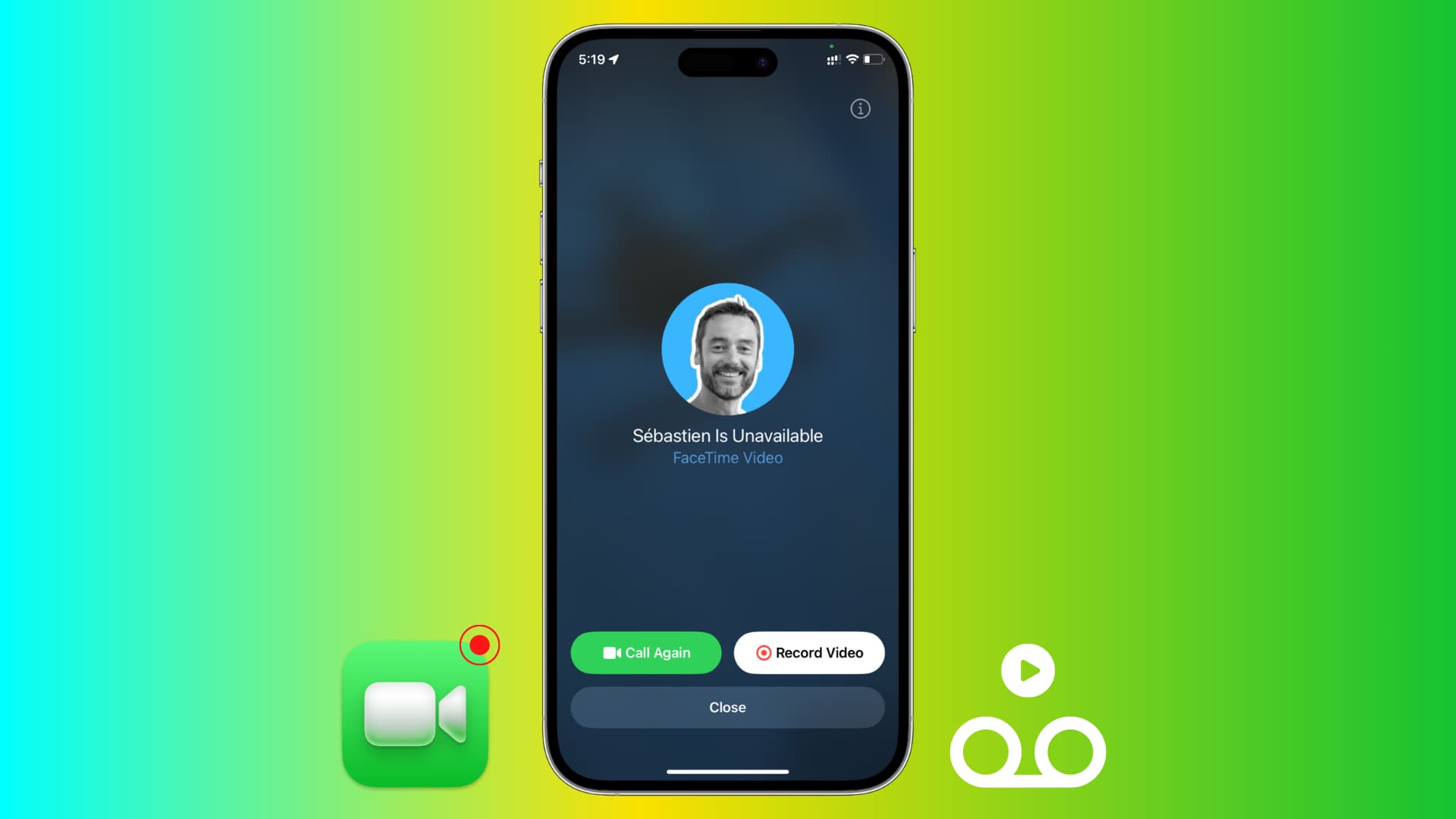 Record FaceTime video message on iPhone