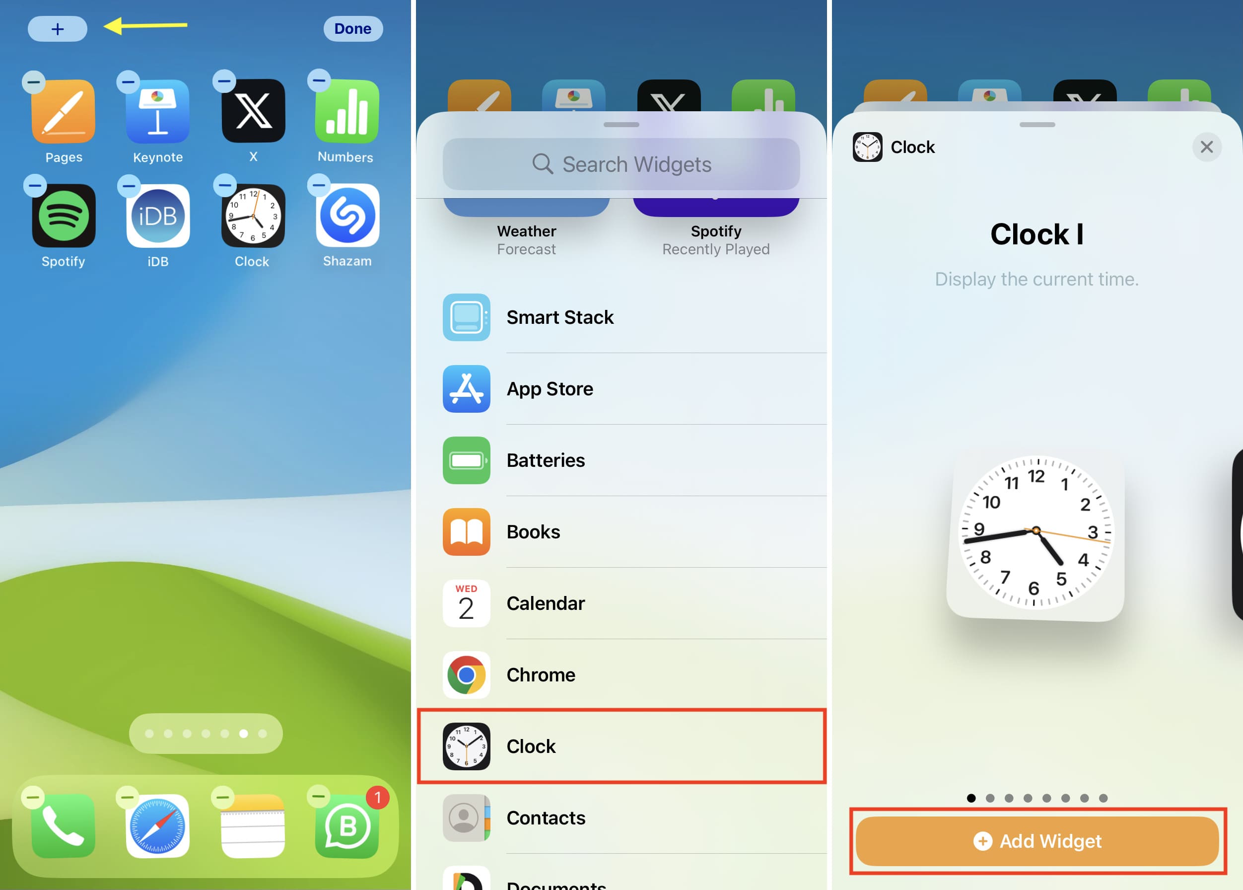 Add Clock widget to iPhone Home Screen