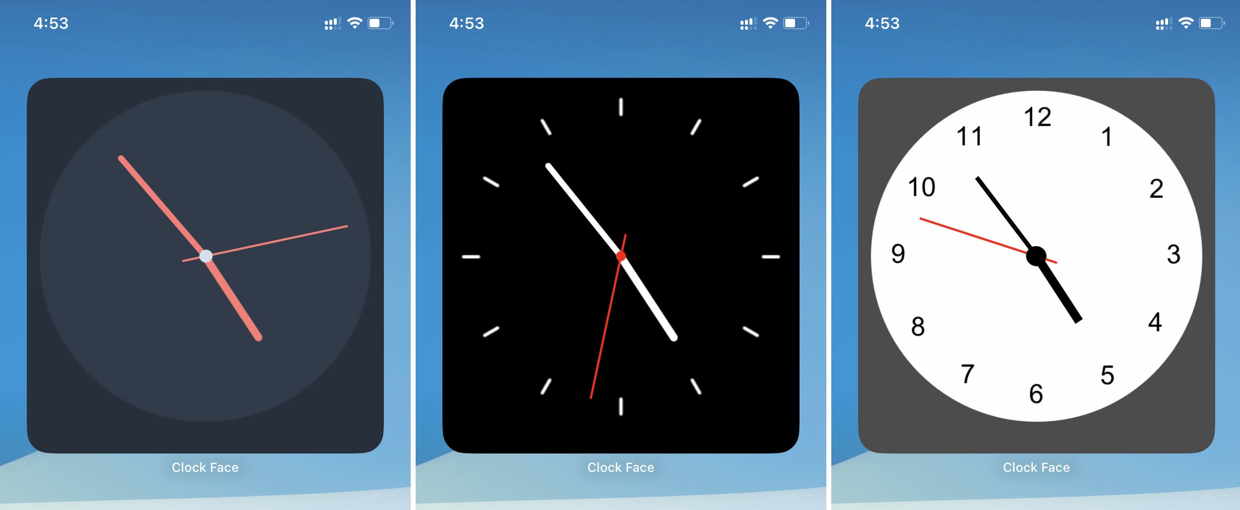 Clock Face widgets on iPhone Home Screen