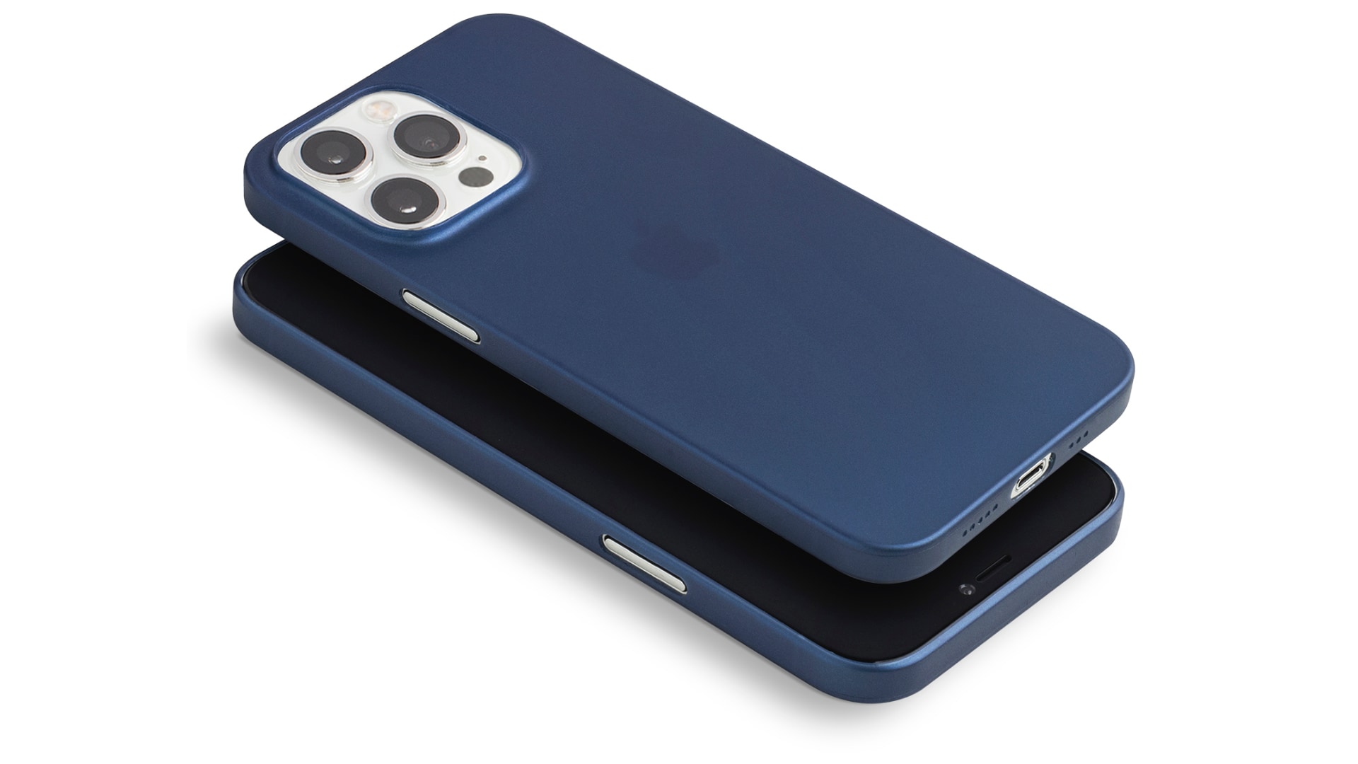Two iPhones in Totallee's blue cases