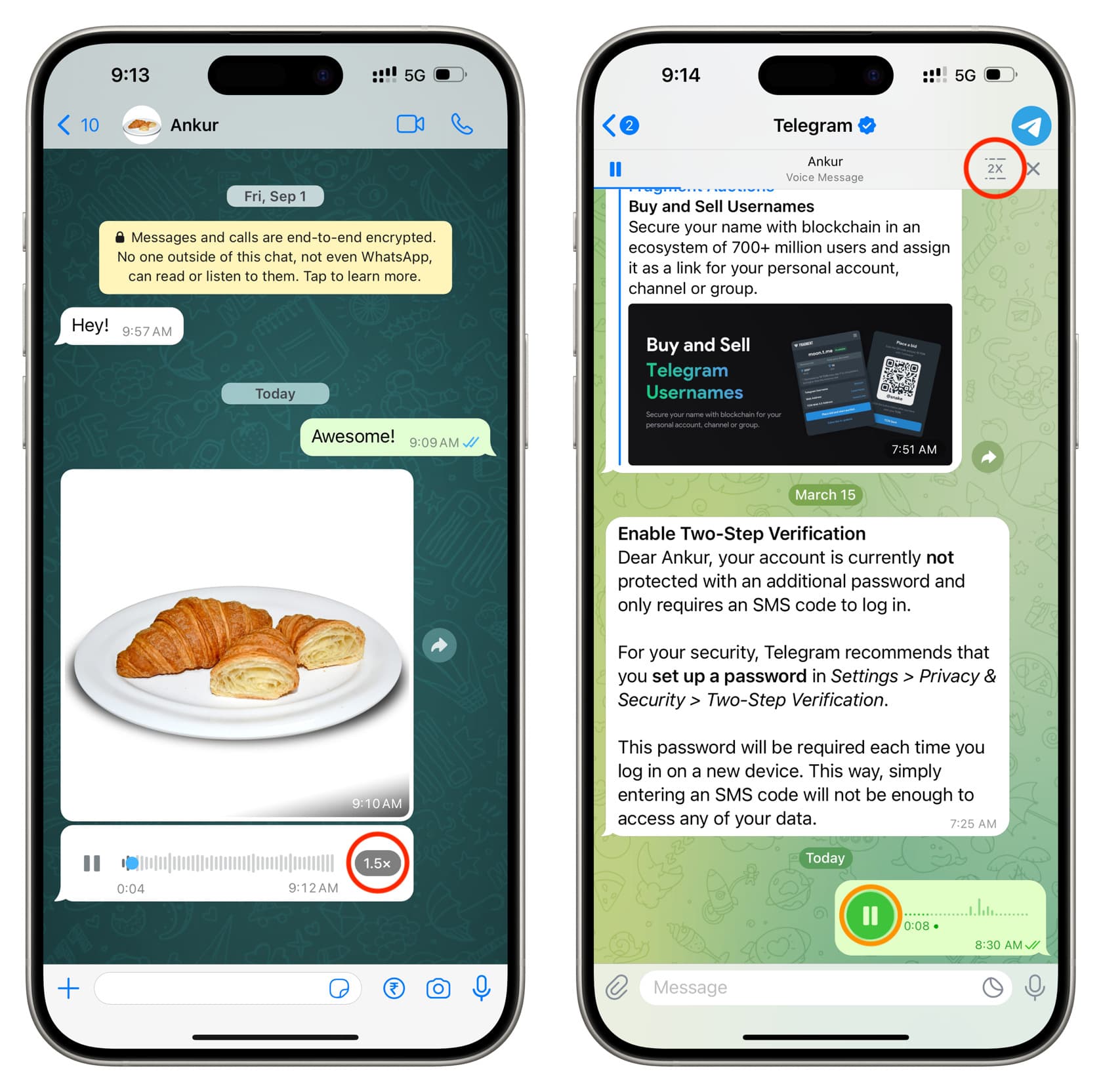 Change playback speed of voice messages on WhatsApp and Telegram on iPhone