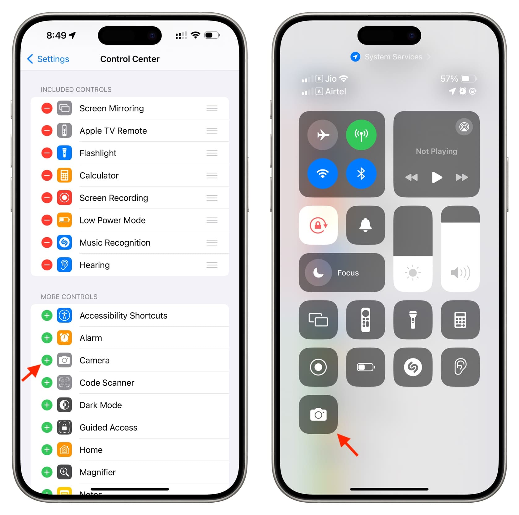 Adding Camera icon to iPhone Control Center