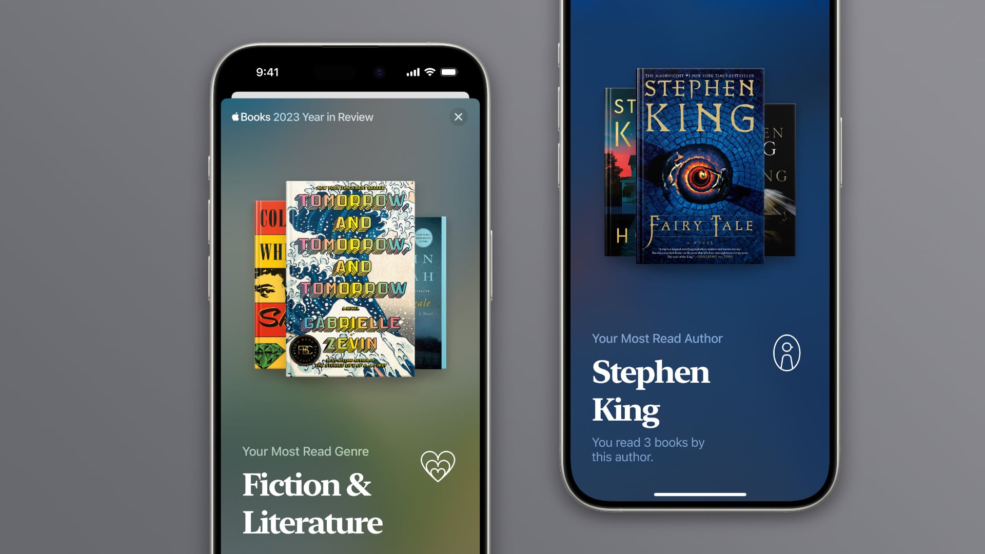 The most read author and genre in Year in Review on Apple Books