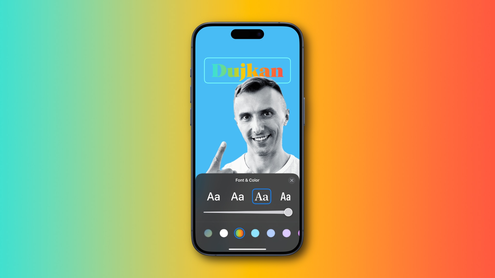 Using rainbow colors for the name on the iPhone's contact poster