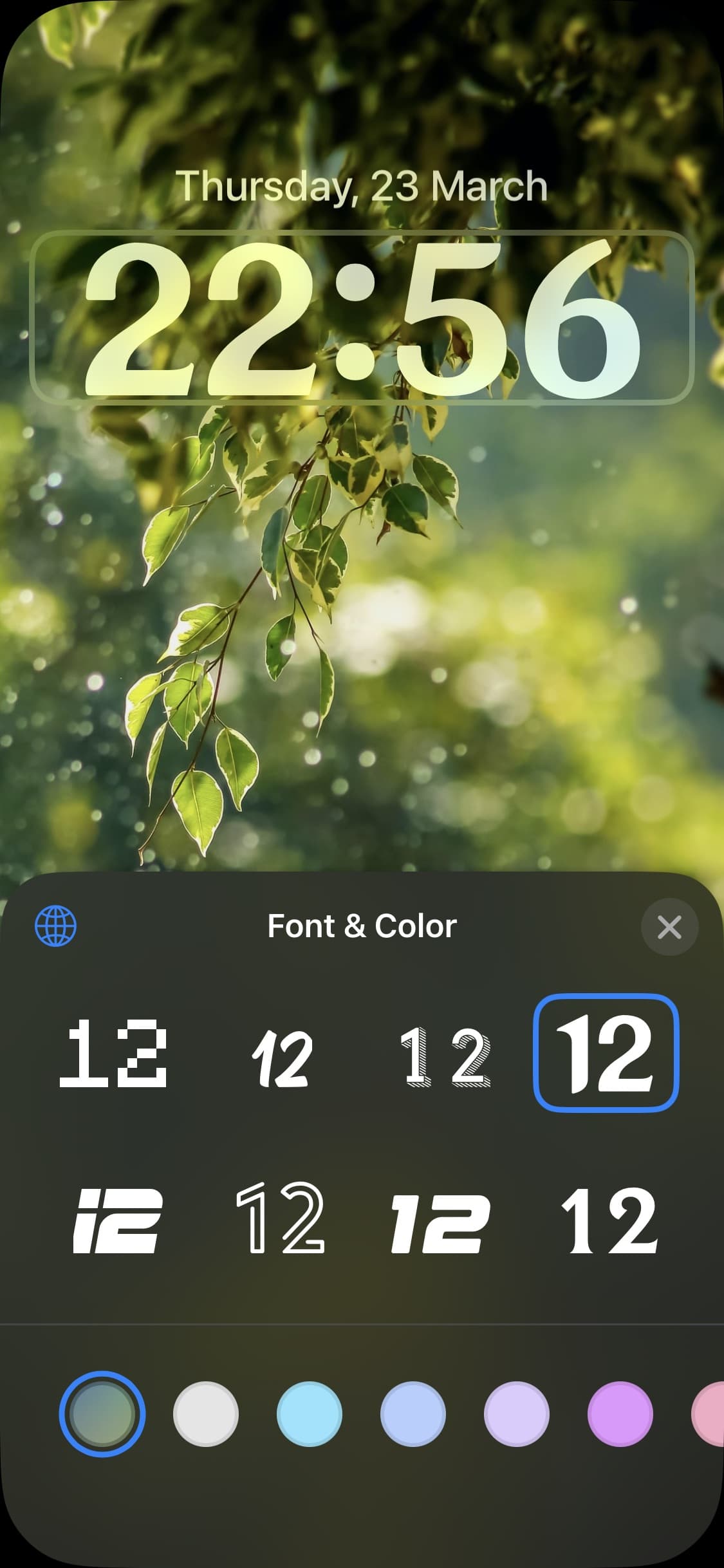 ClockFonts Lock Screen font.