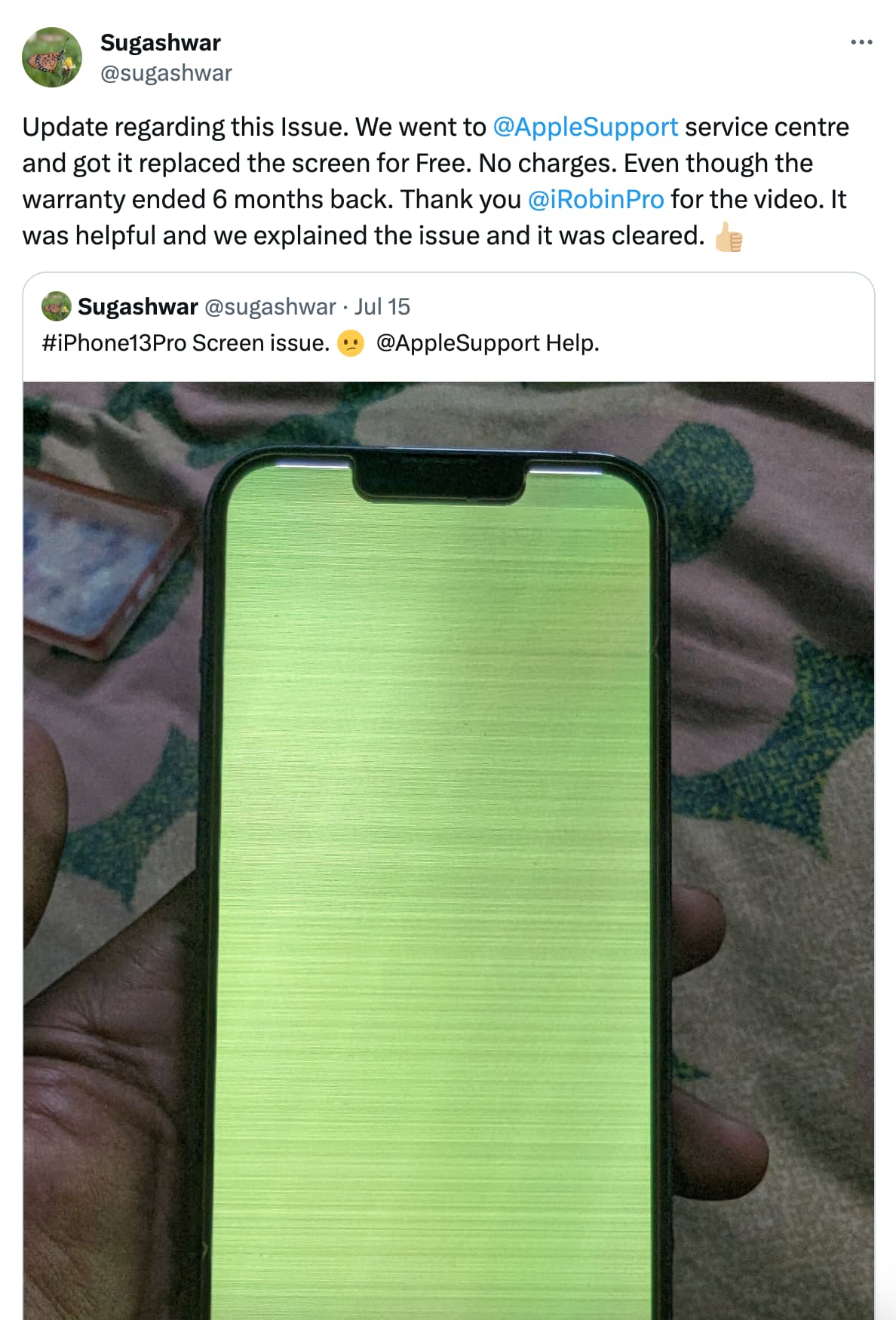 iPhone green screen issue fixed for free even when out of warranty